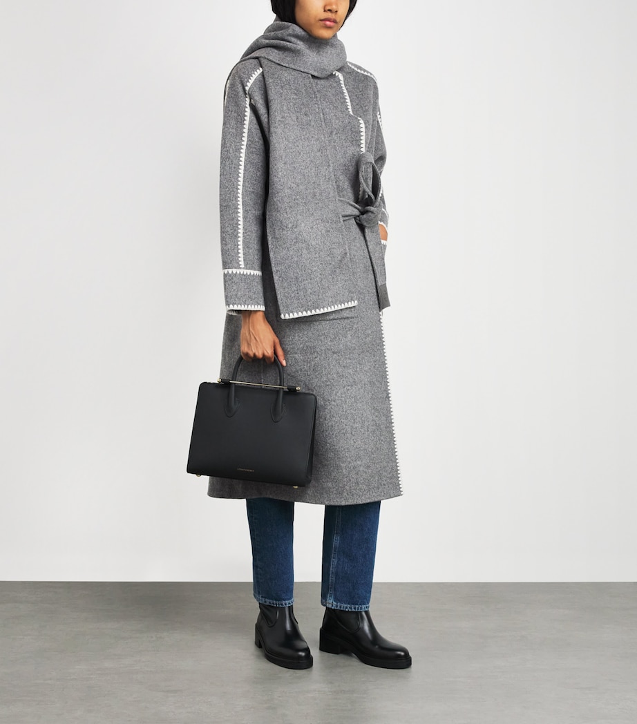 Wool-Blend Scarf Coat GREY/WHITE Image 2