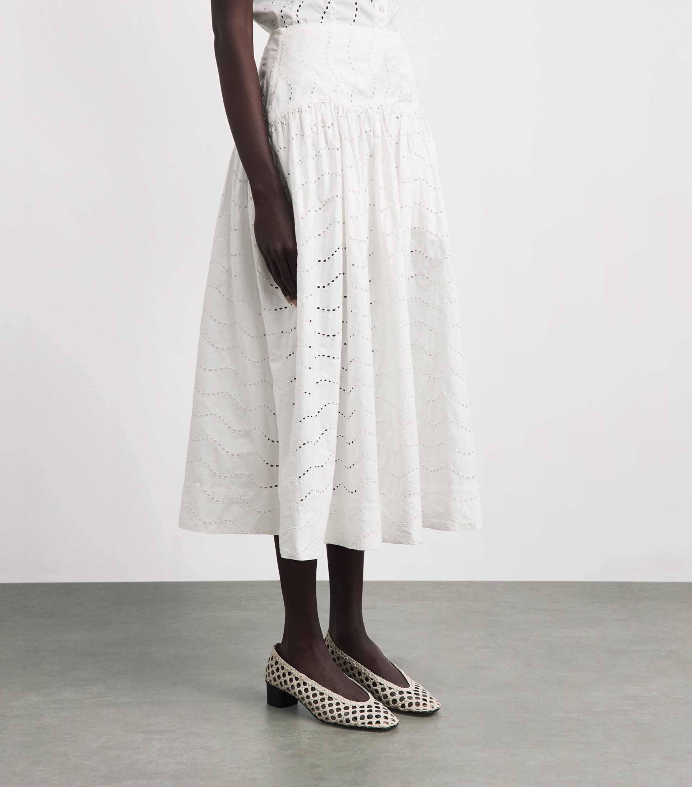 Polo Ralph Lauren Womens Cotton Eyelet Maxi Skirt White Image 4