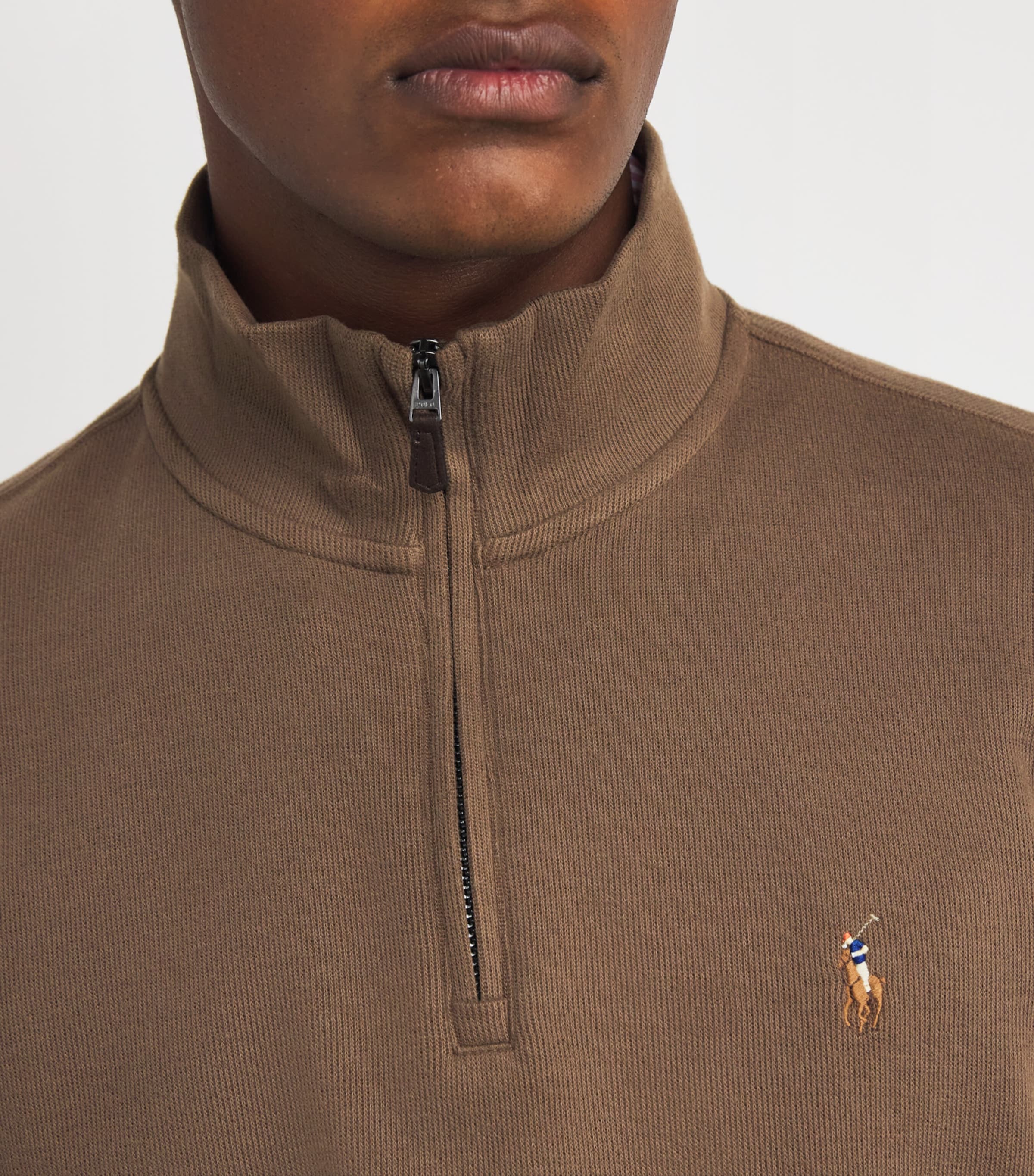 Polo Ralph Lauren Mens Cotton Quarter-Zip Sweater Brown Image 6