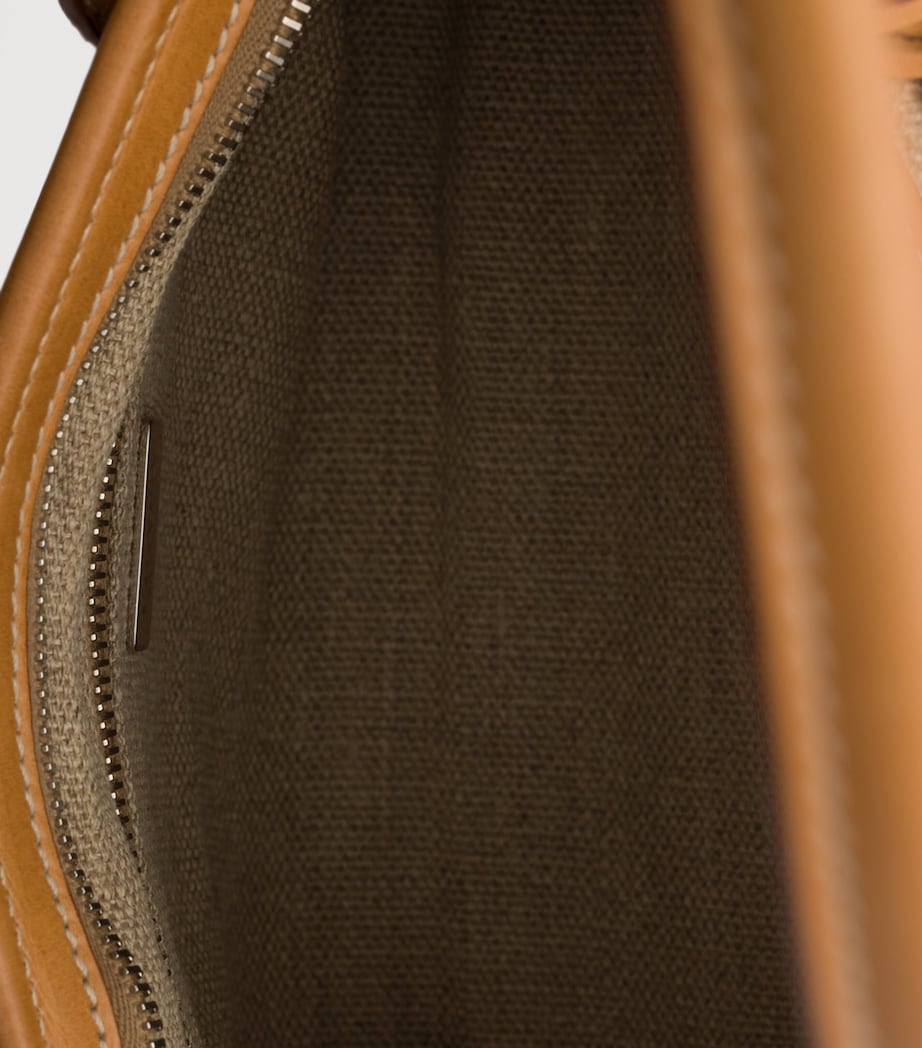 Prada Womens Small Linen-Leather Bonnie Top-Handle Bag Neutral Image 5