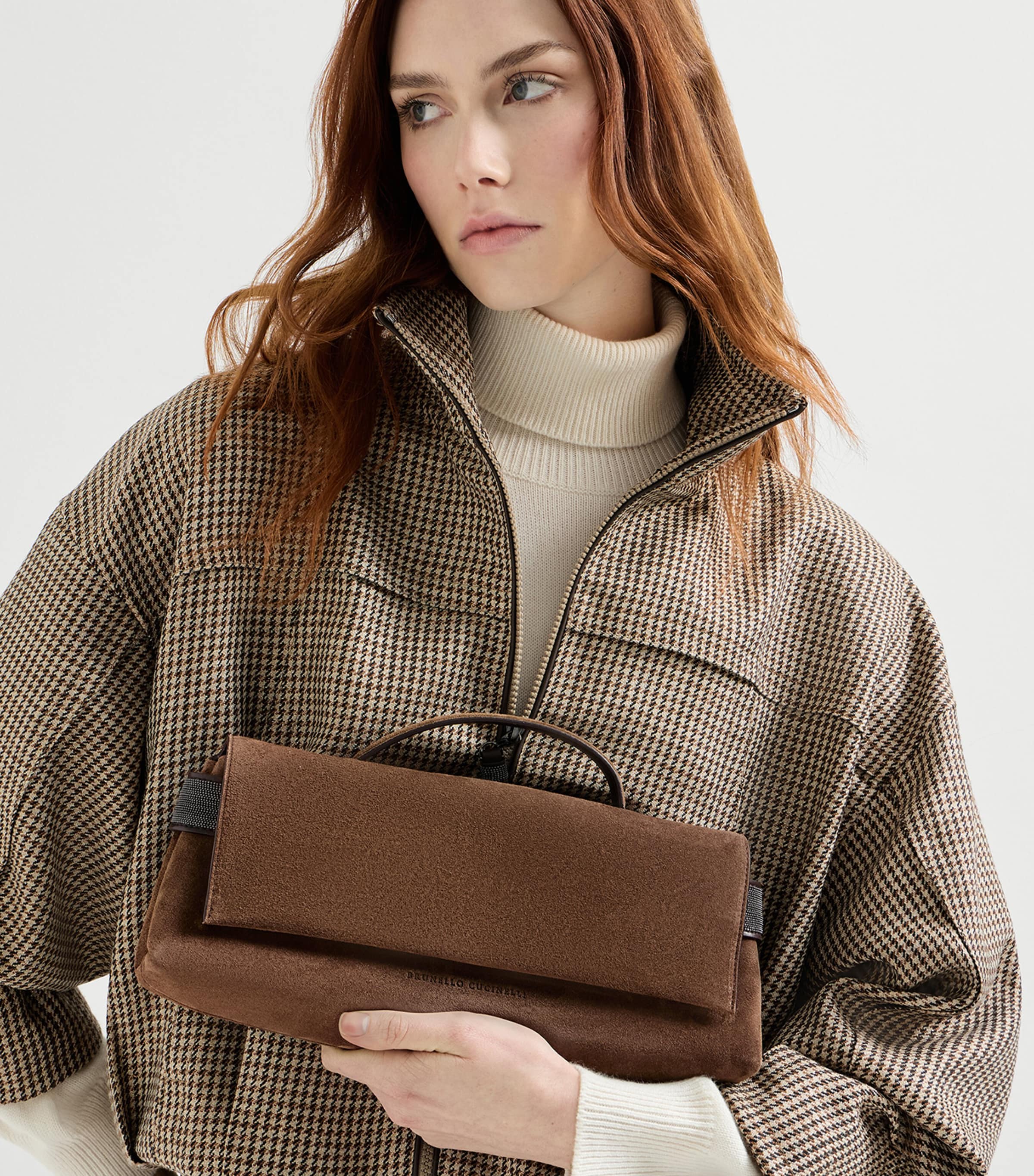 Brunello Cucinelli Suede Essence Flap Top-Handle Bag Image 2