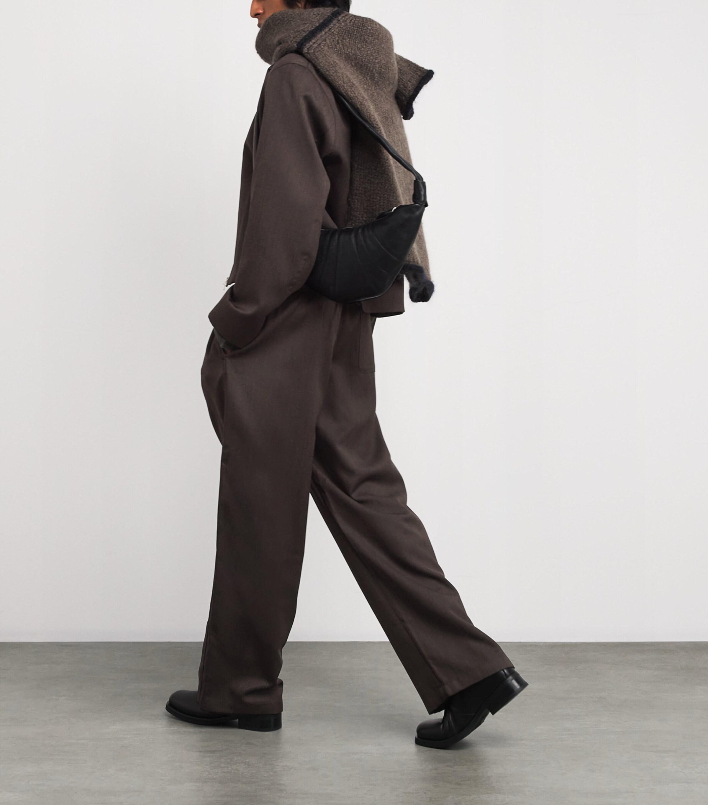 Wool Wide-Leg Leisure Trousers HAVANA BROWN CHAIN Image 6