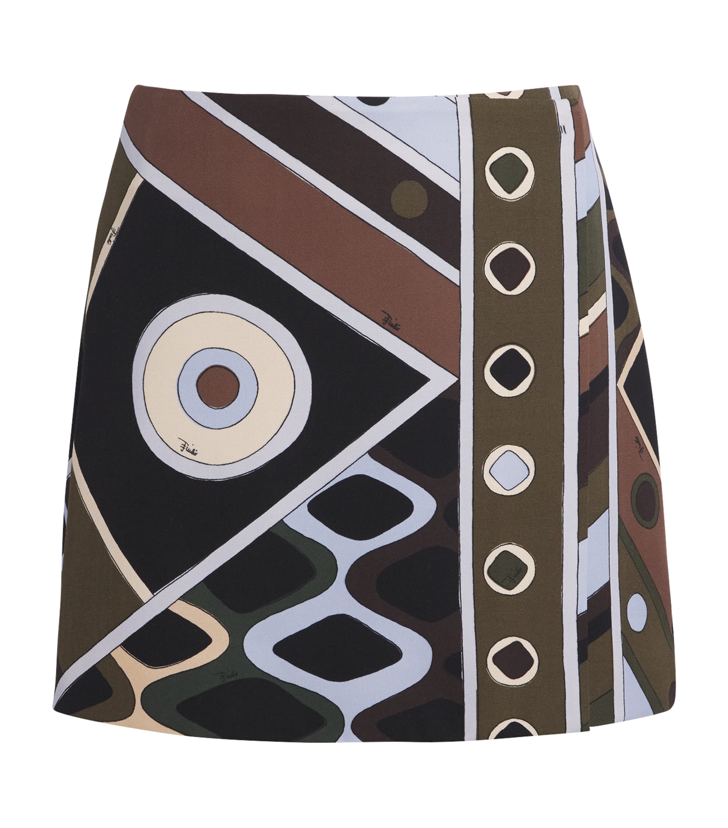 PUCCI Womens Wool Vivara Mini Skirt Khaki Image 1