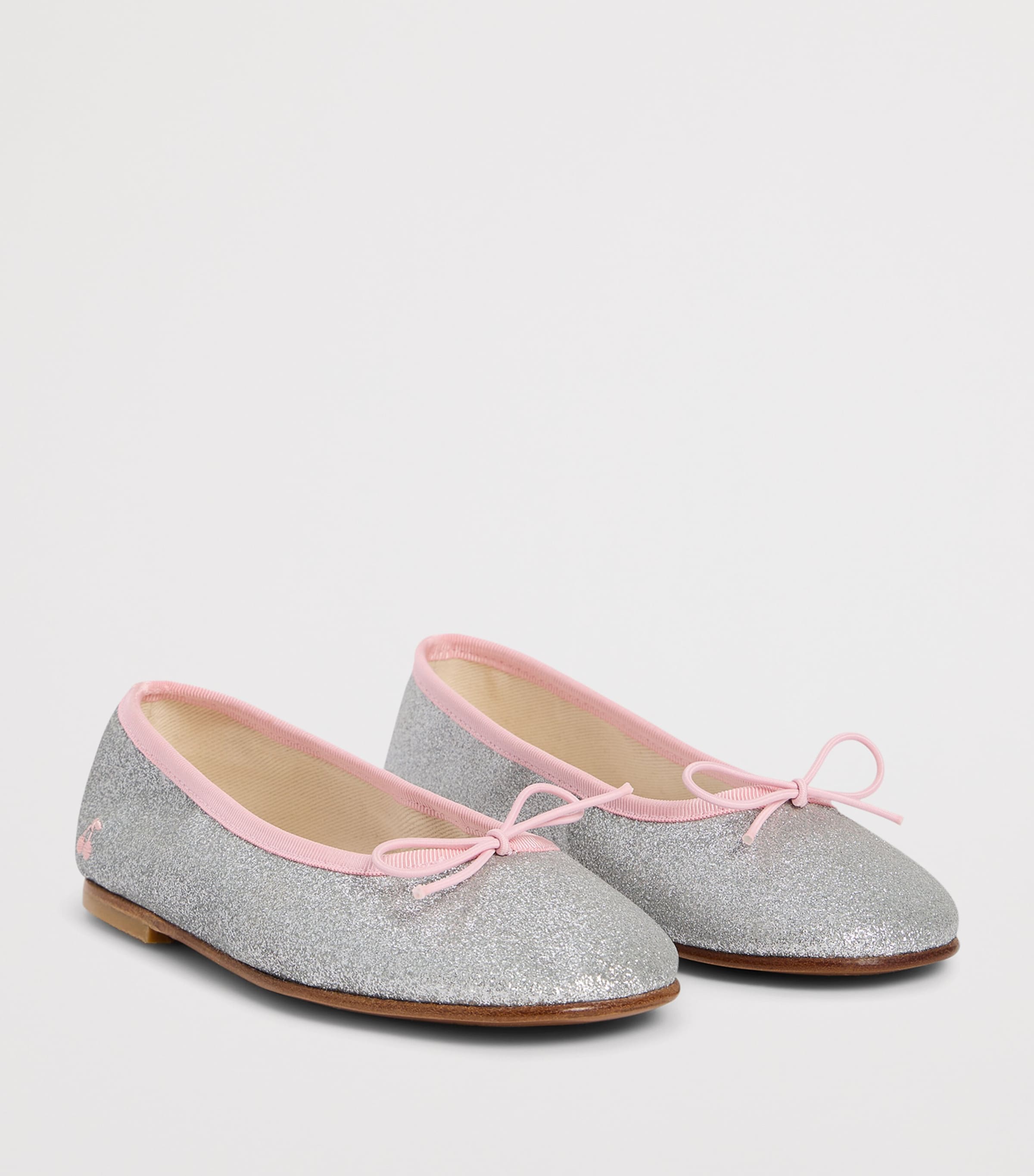 Bonpoint Leather Glittered Ballet Flats Argent Image 2