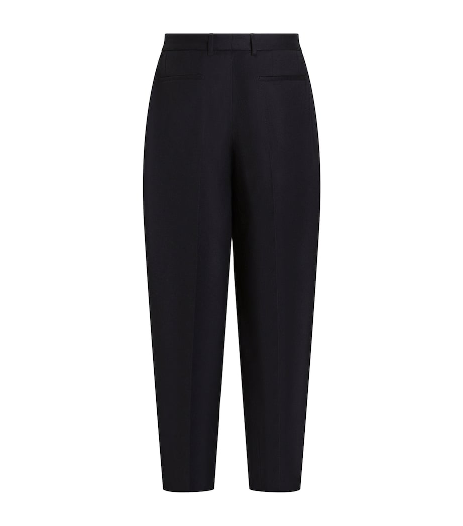 Dolce&Gabbana Mens Stretch-Virgin Wool Pleated Trousers Blue Image 2