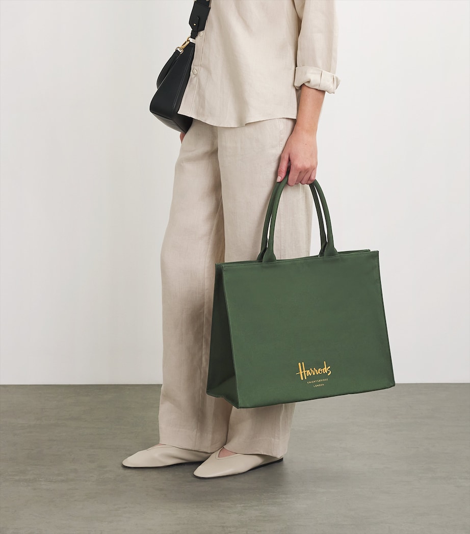 Large Cotton Logo Tote Bag DARK GREEN Image 5