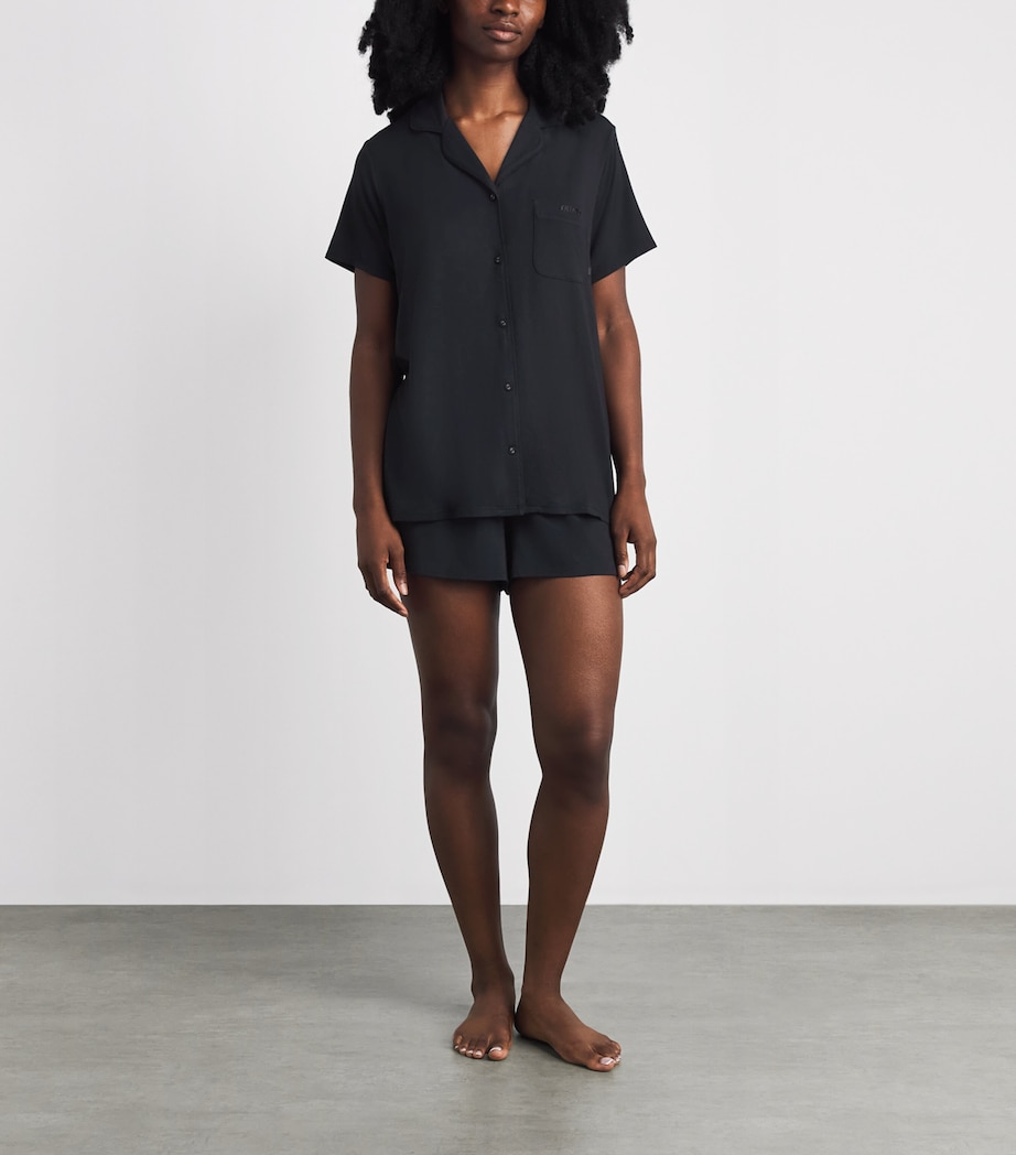 Skims Womens Sleep Short-Sleeve Pyjama Set Onyx Image 2