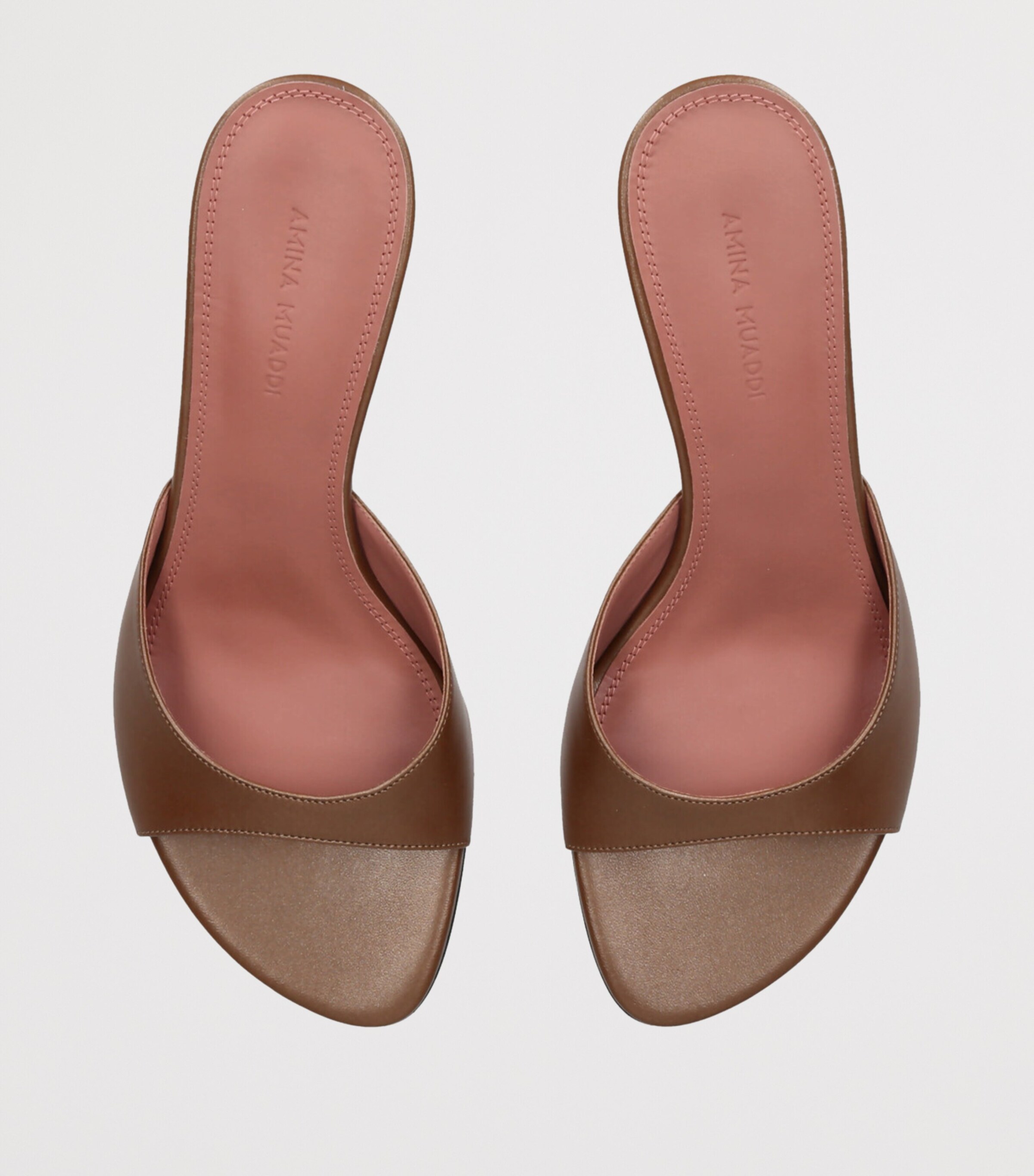 Amina Muaddi Leather Jeanne Heeled Mules 60 Brown/oth Image 4