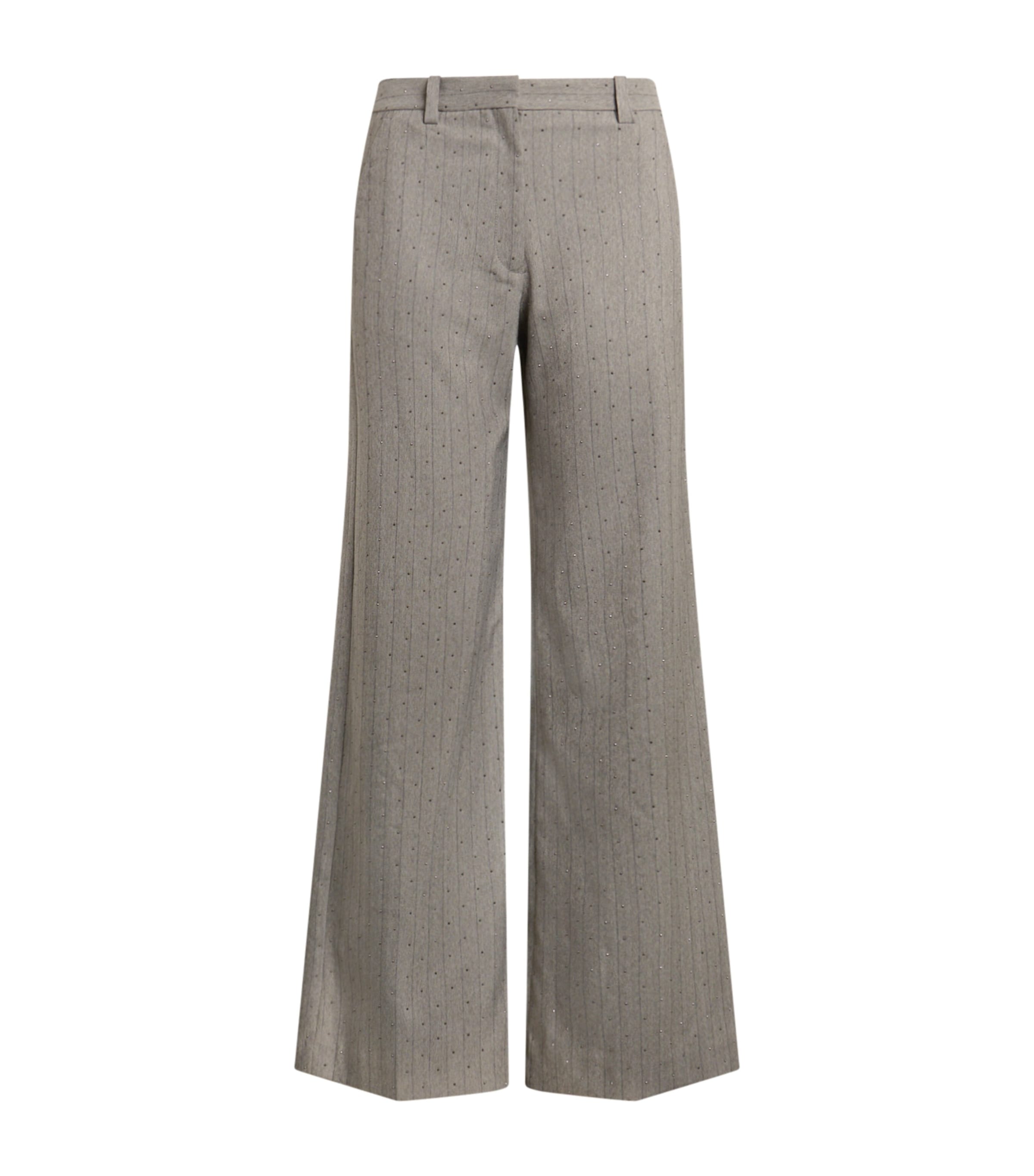 Maje Stripe Rhinestone-embellished Trousers In Gray