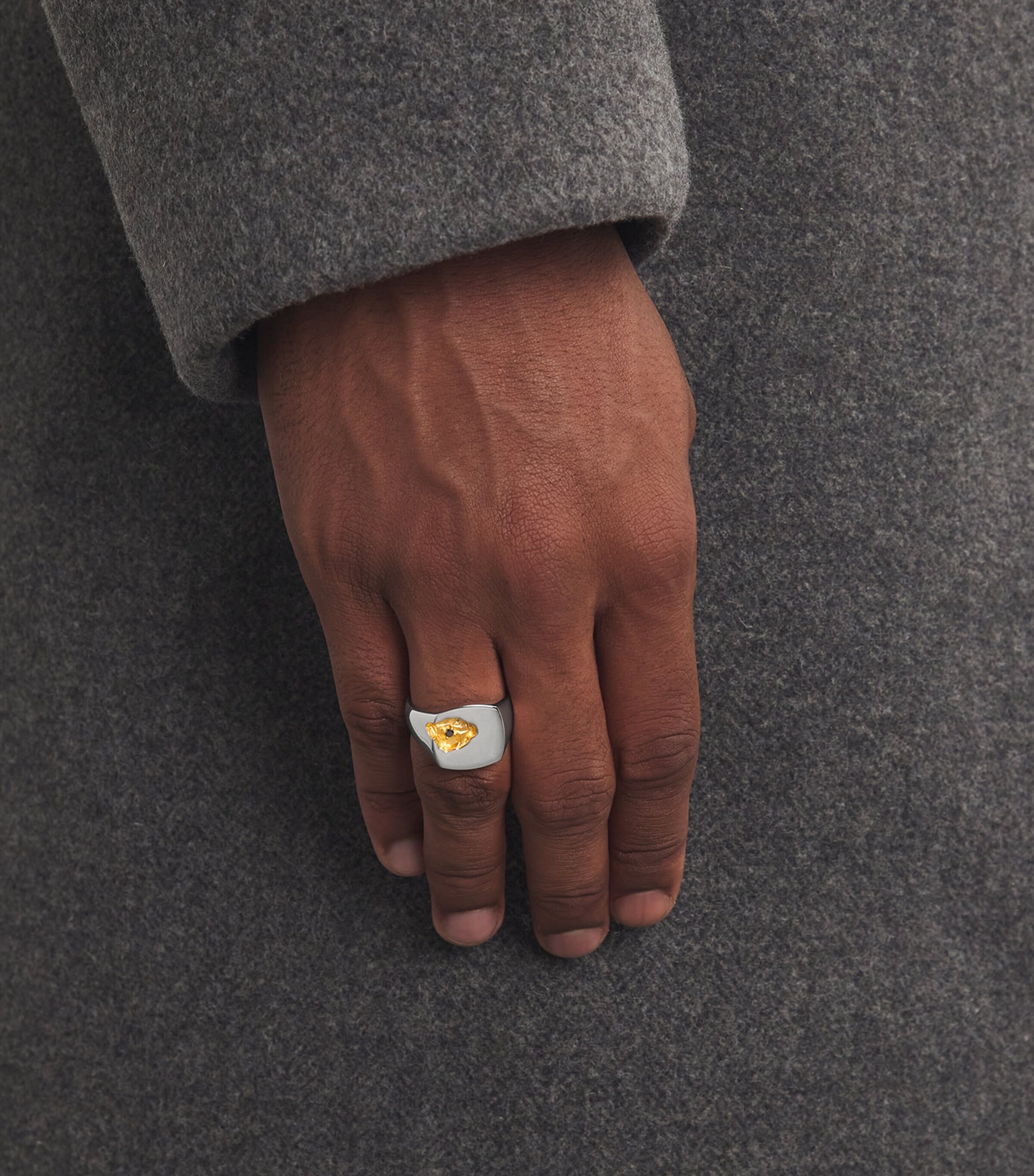 Sterling Silver and Black Diamond Signet Ring NA Image 5