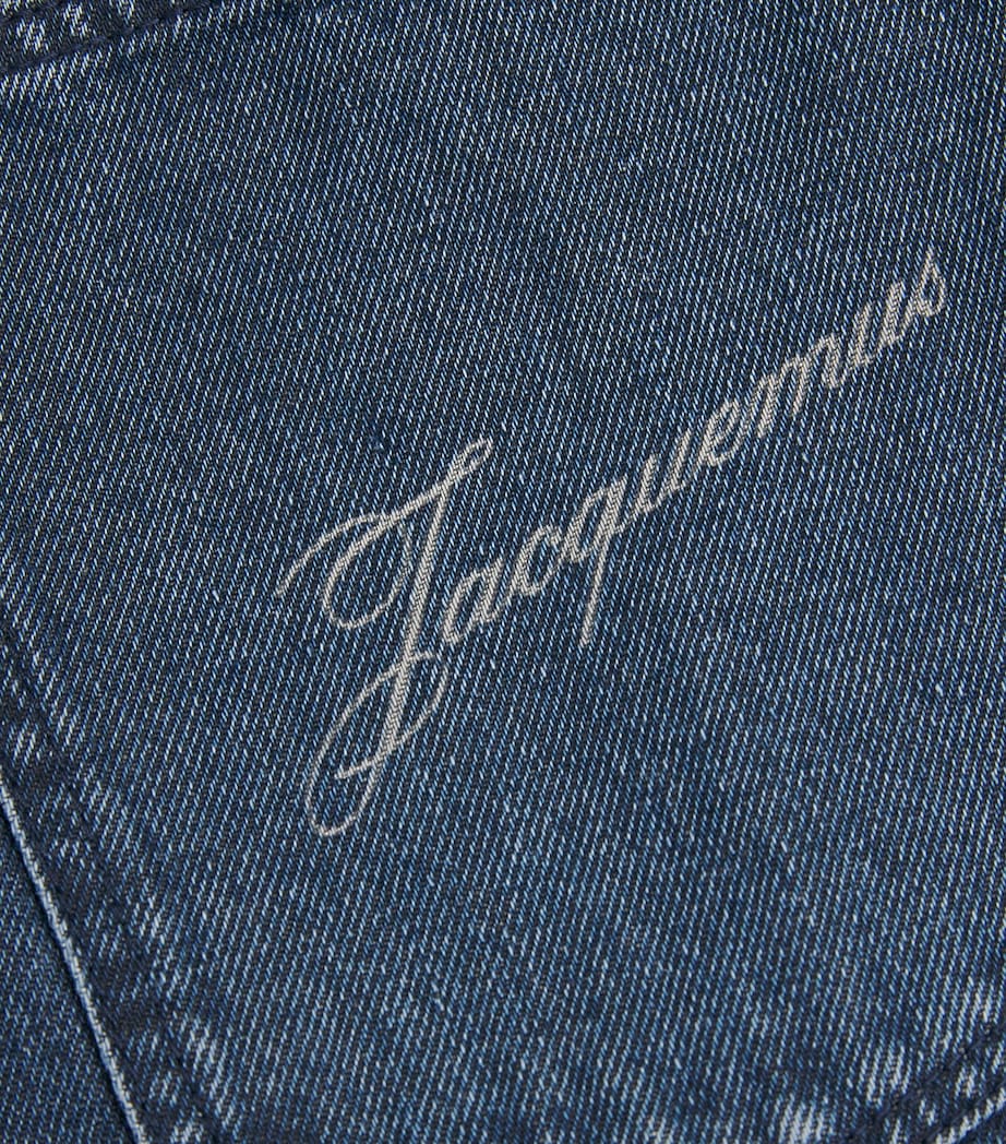 Curved-Seam Wide-Leg Jeans 380-NAVY Image 5