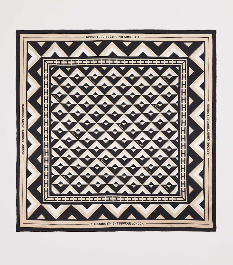 Silk Geometric Print Square Scarf NEUTRAL Image 4