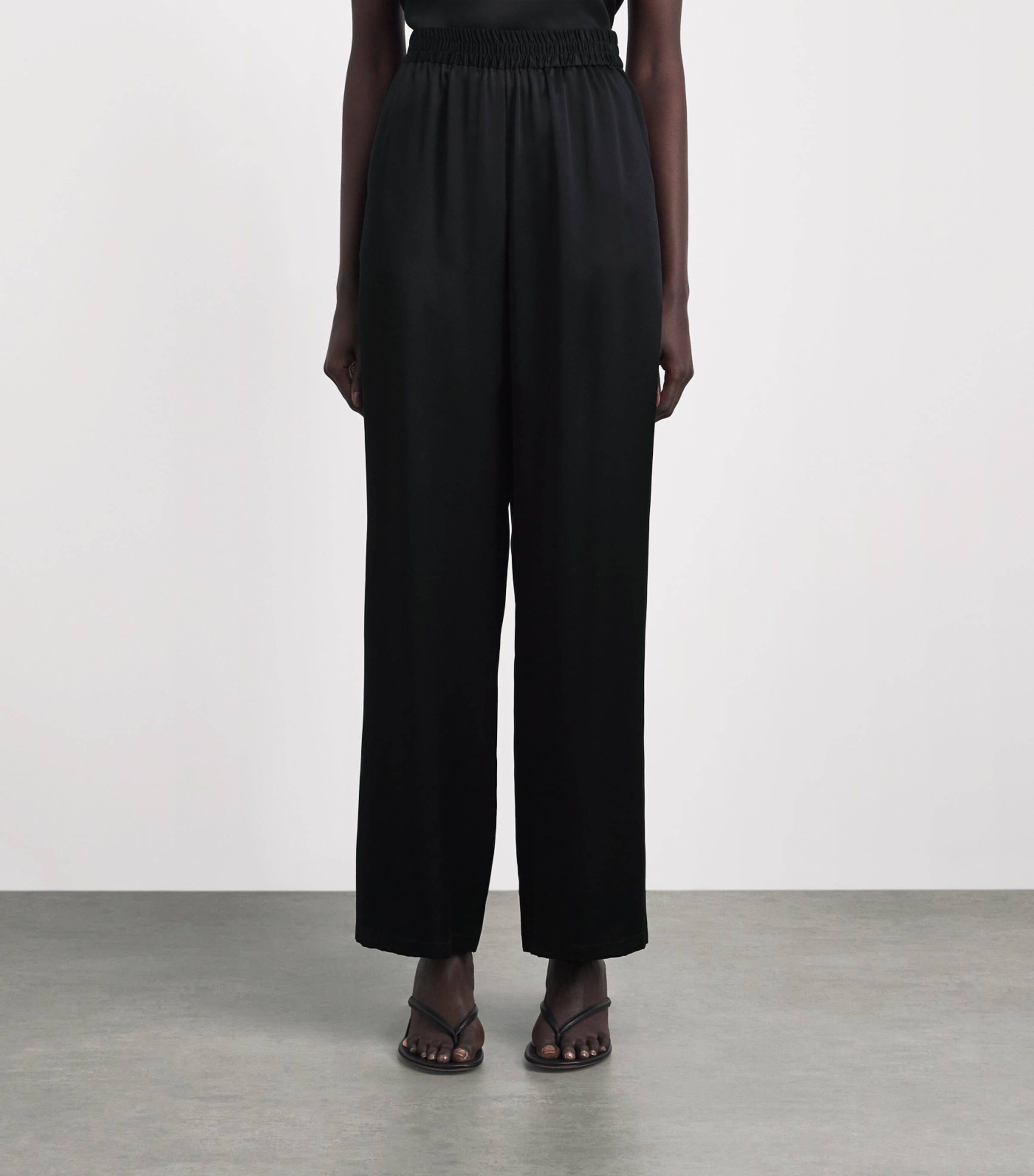 Eleventy Womens Silk Wide-Leg Trousers Nero Image 4