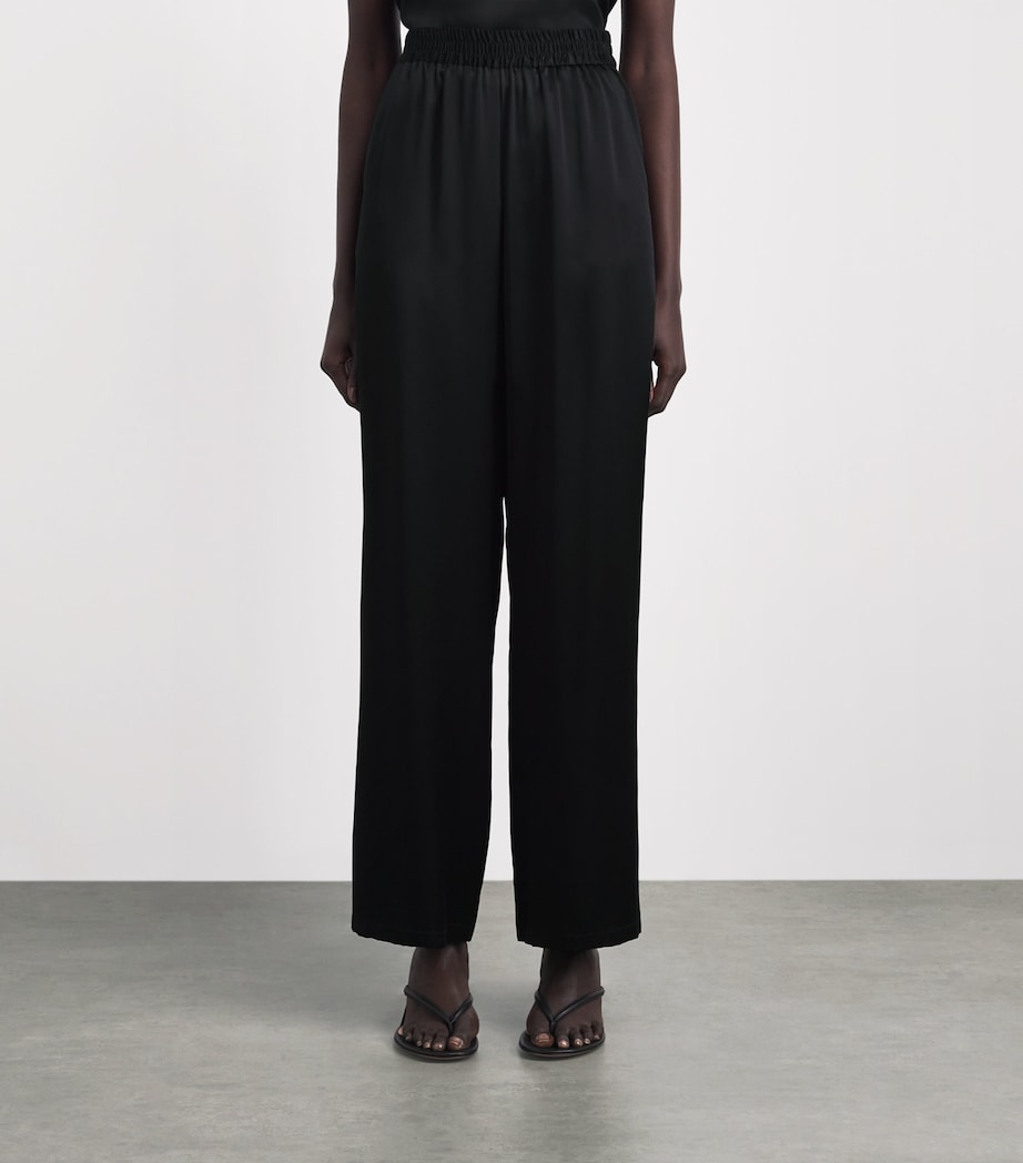 Eleventy Womens Silk Wide-Leg Trousers Nero Image 4