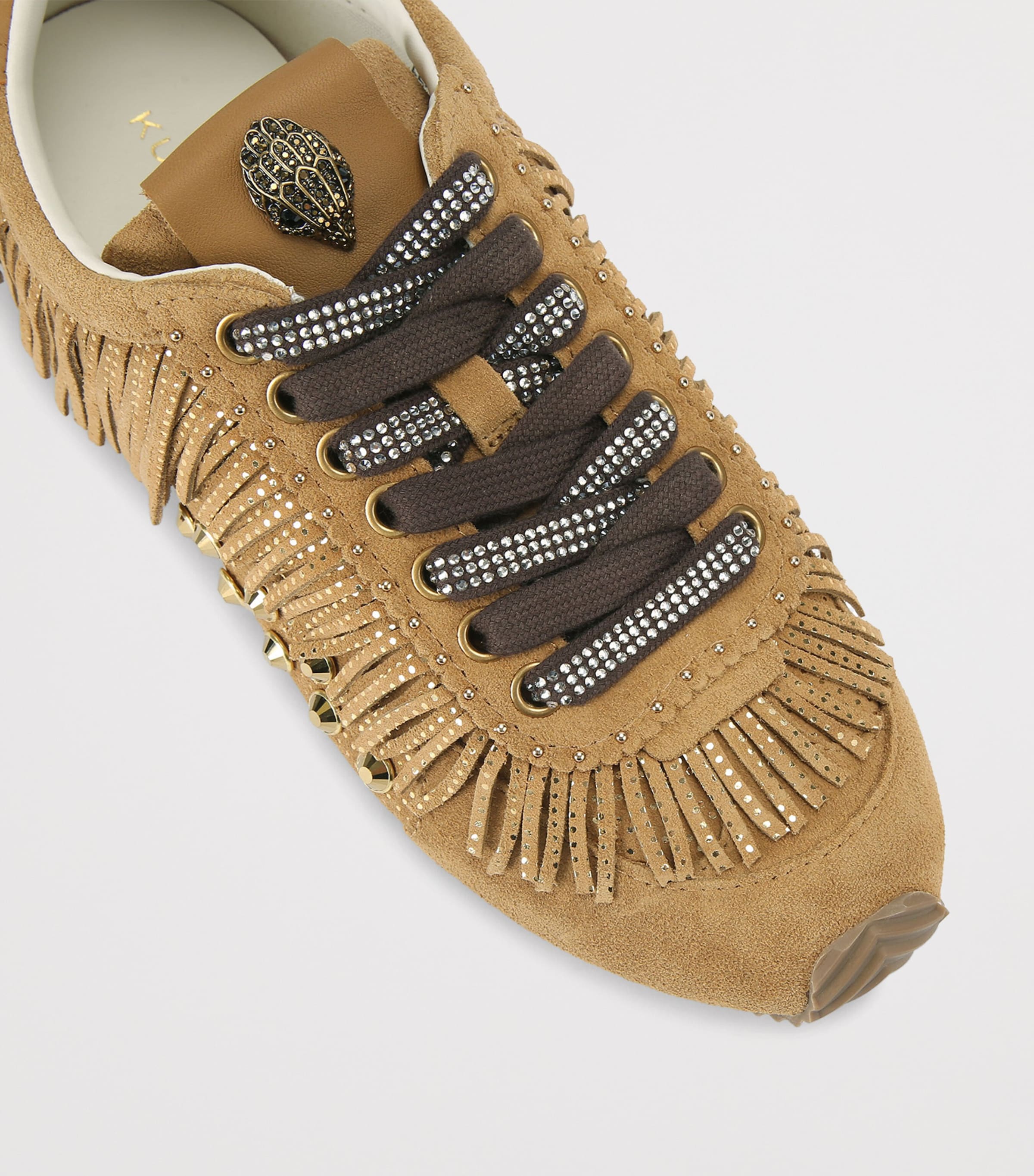 Kurt Geiger London Suede Fringed Islington Sneakers Tan Image 2
