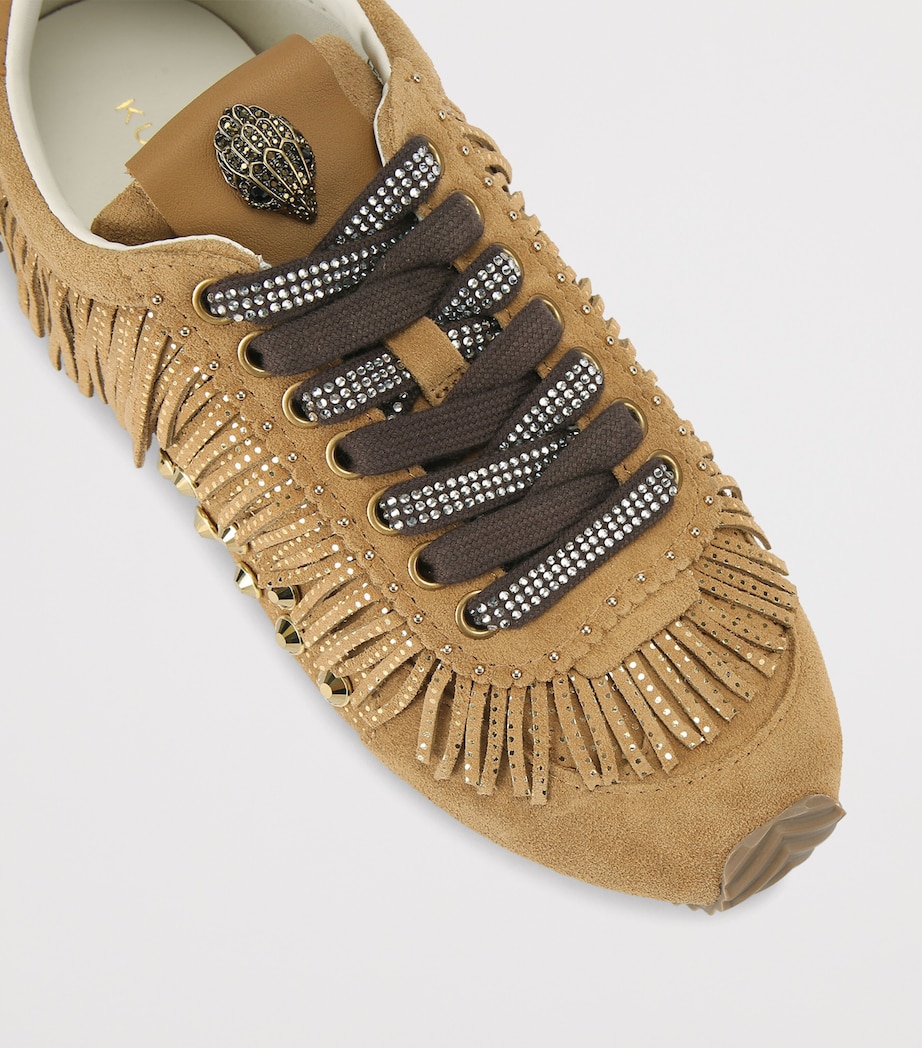 Kurt Geiger London Suede Fringed Islington Sneakers Tan Image 2