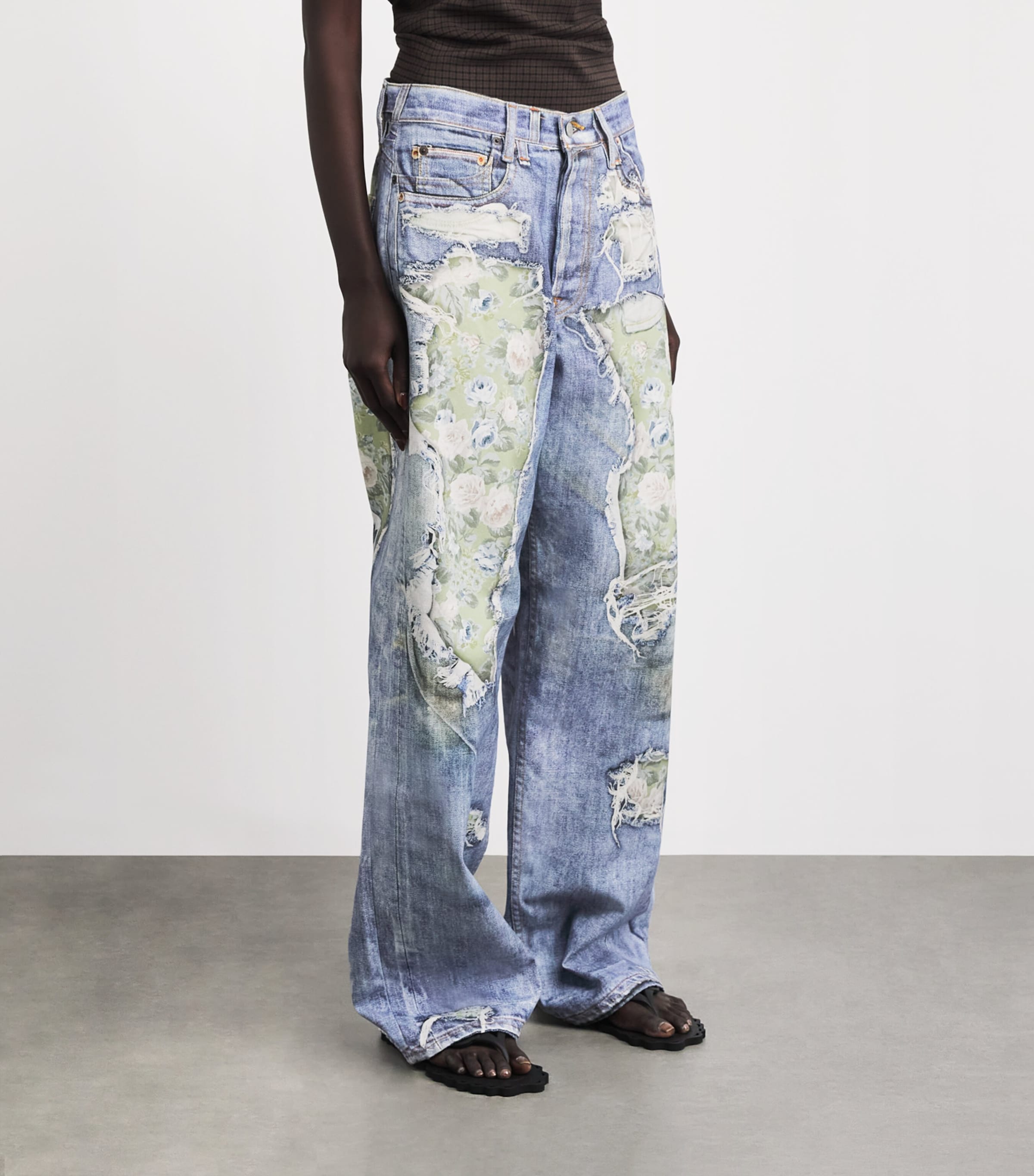 Acne Studios Womens Trompe-l'Oeil Wide-Leg Jeans Blue/green Image 4