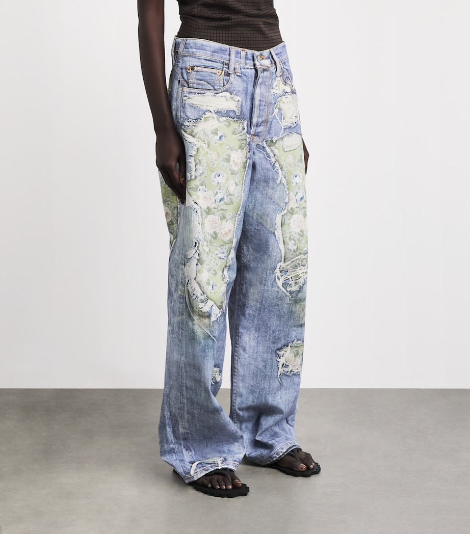 Acne Studios Womens Trompe-l'Oeil Wide-Leg Jeans Blue/green Image 4