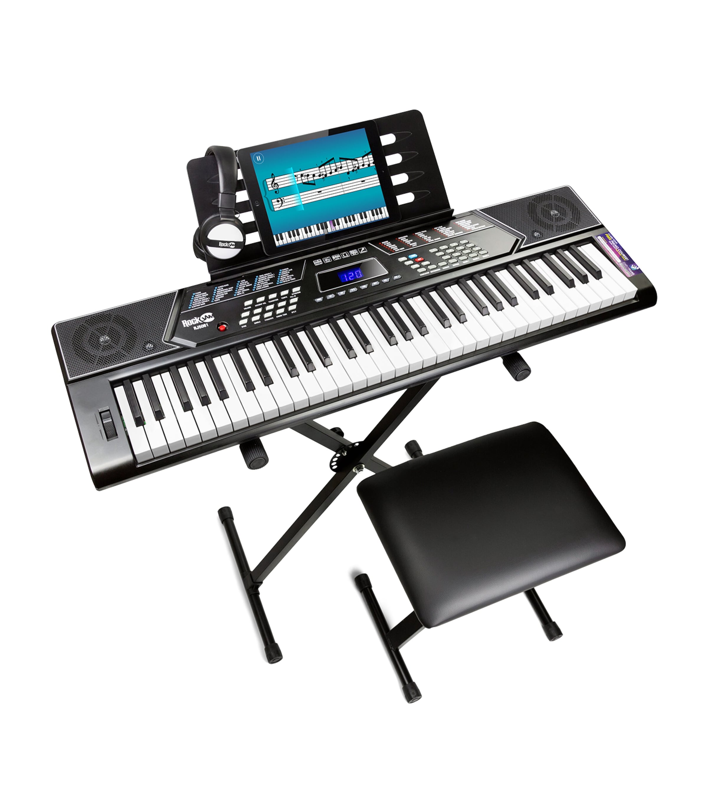 Rock Jam 61-Key Keyboard Piano with Stand, Stool