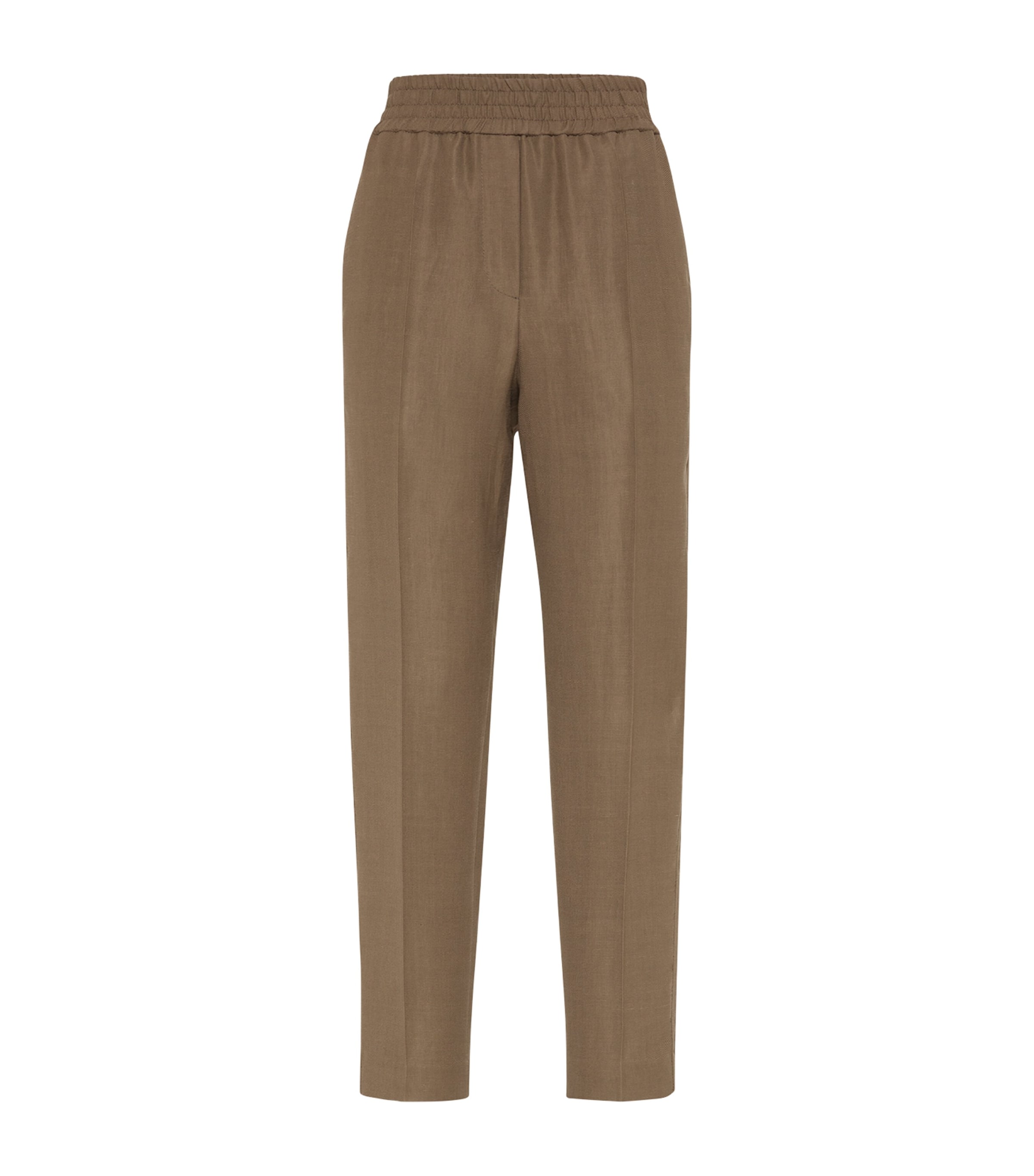 Brunello Cucinelli Brown Linen Blend Trousers In Brown