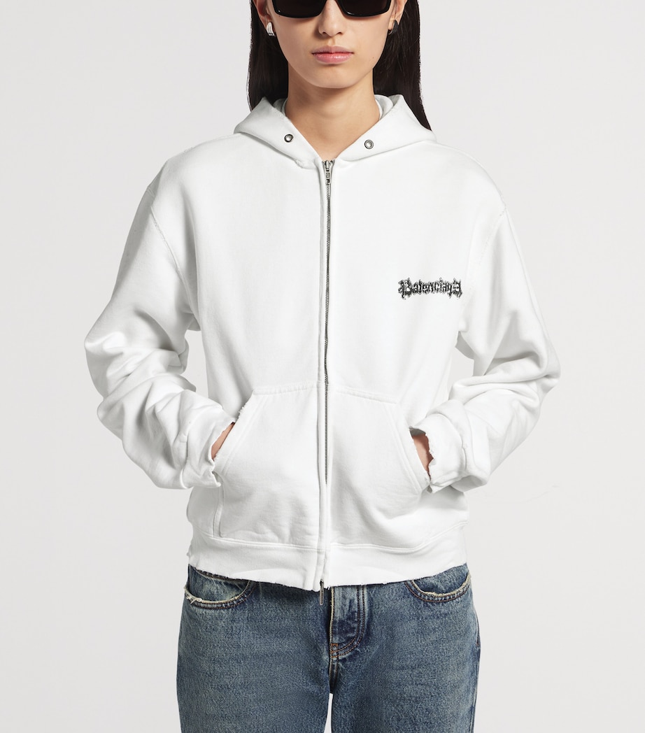 Balenciaga Womens Cotton Salon De Couture Zip-Up Hoodie Image 5