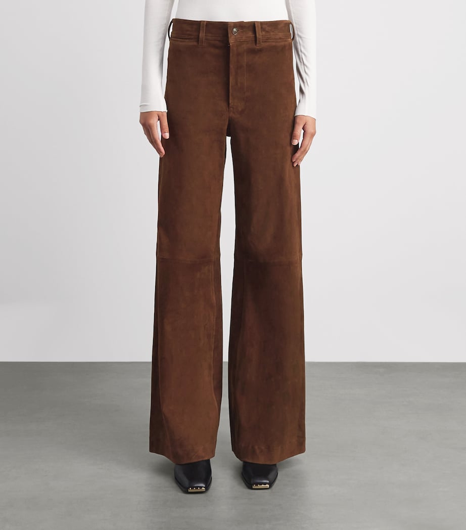 Polo Ralph Lauren Womens Suede Beaton Trousers Umber Image 4