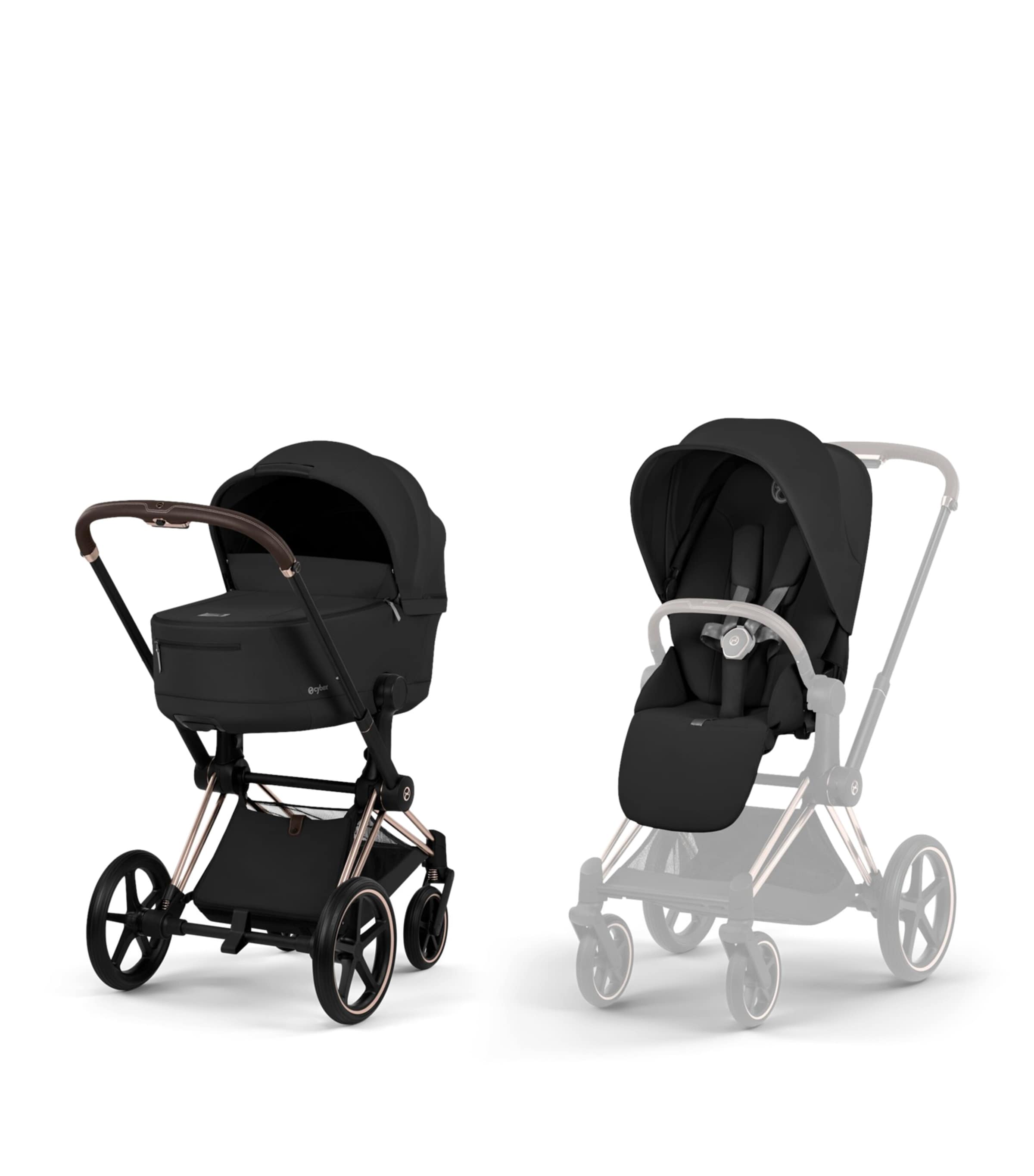Cybex PRIAM Pushchair and Carrycot – Platinum Style Collection Sepia Black Image 1
