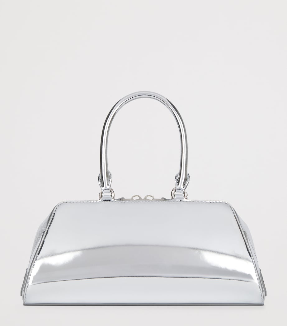 Small Leather Antigona East-West Top-Handle Bag LIGHT SILVERY Image 3