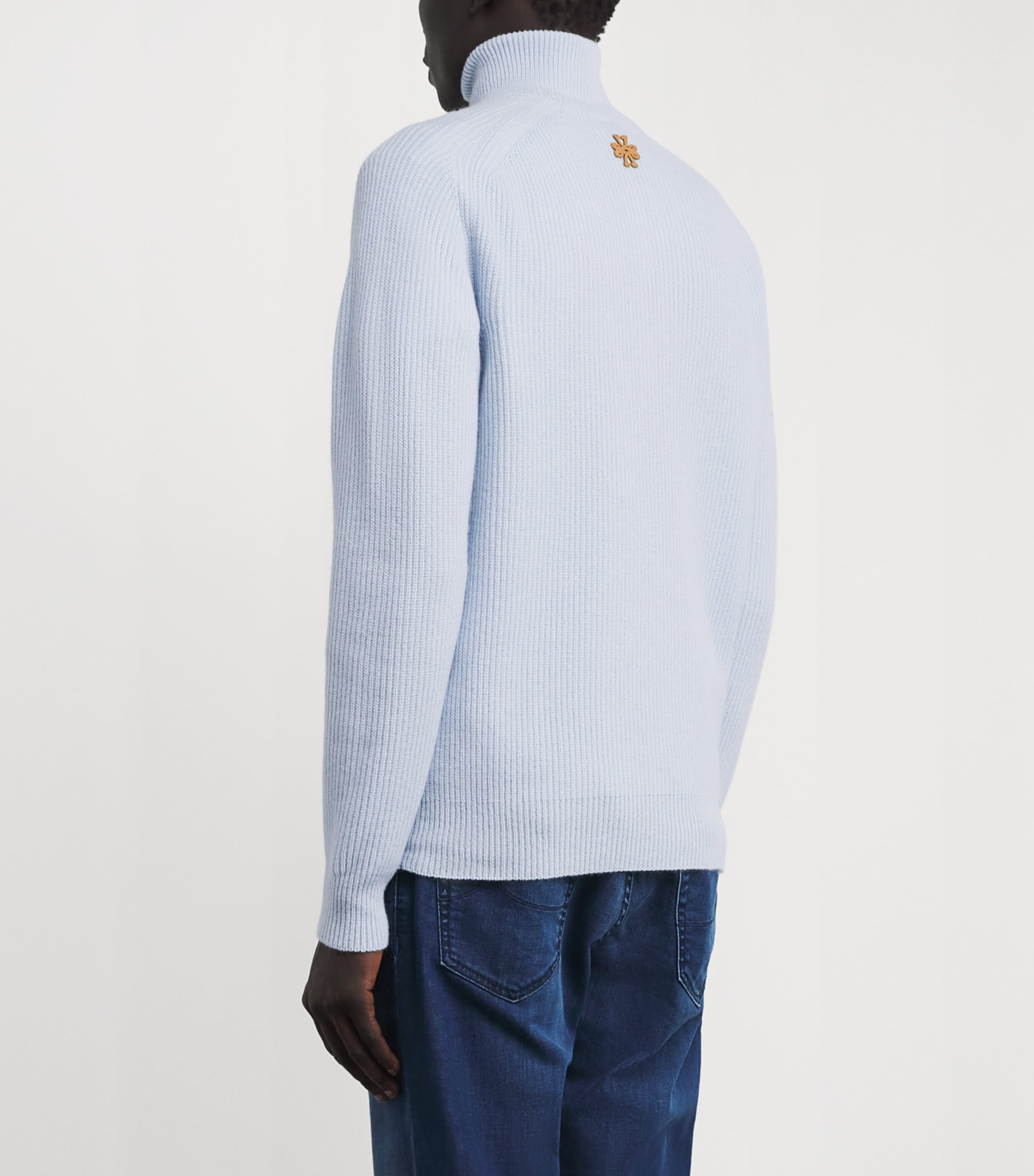 JACOB COHËN Mens Cashmere Funnel-Neck Sweater Azure Image 5