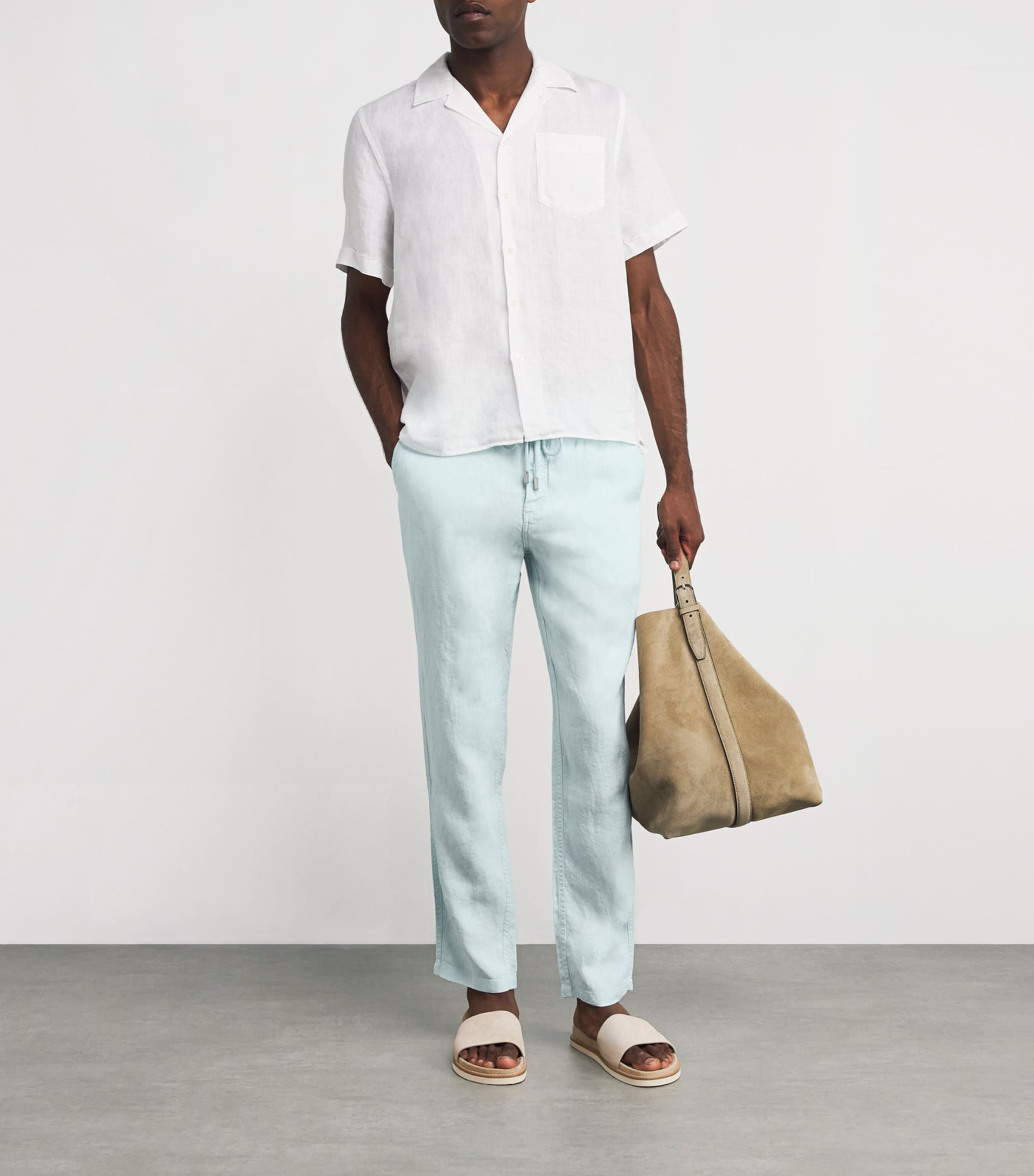 Linen Drawstring Parc Trousers 315-PACIFIC Image 2