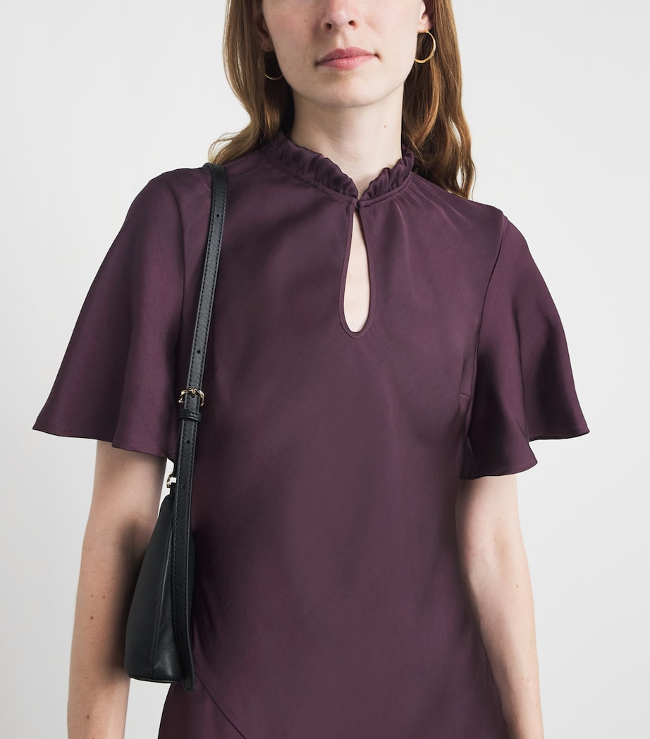 Claudie Pierlot Womens Satin Short-Sleeve Midi Dress Dark Dahlia Image 3