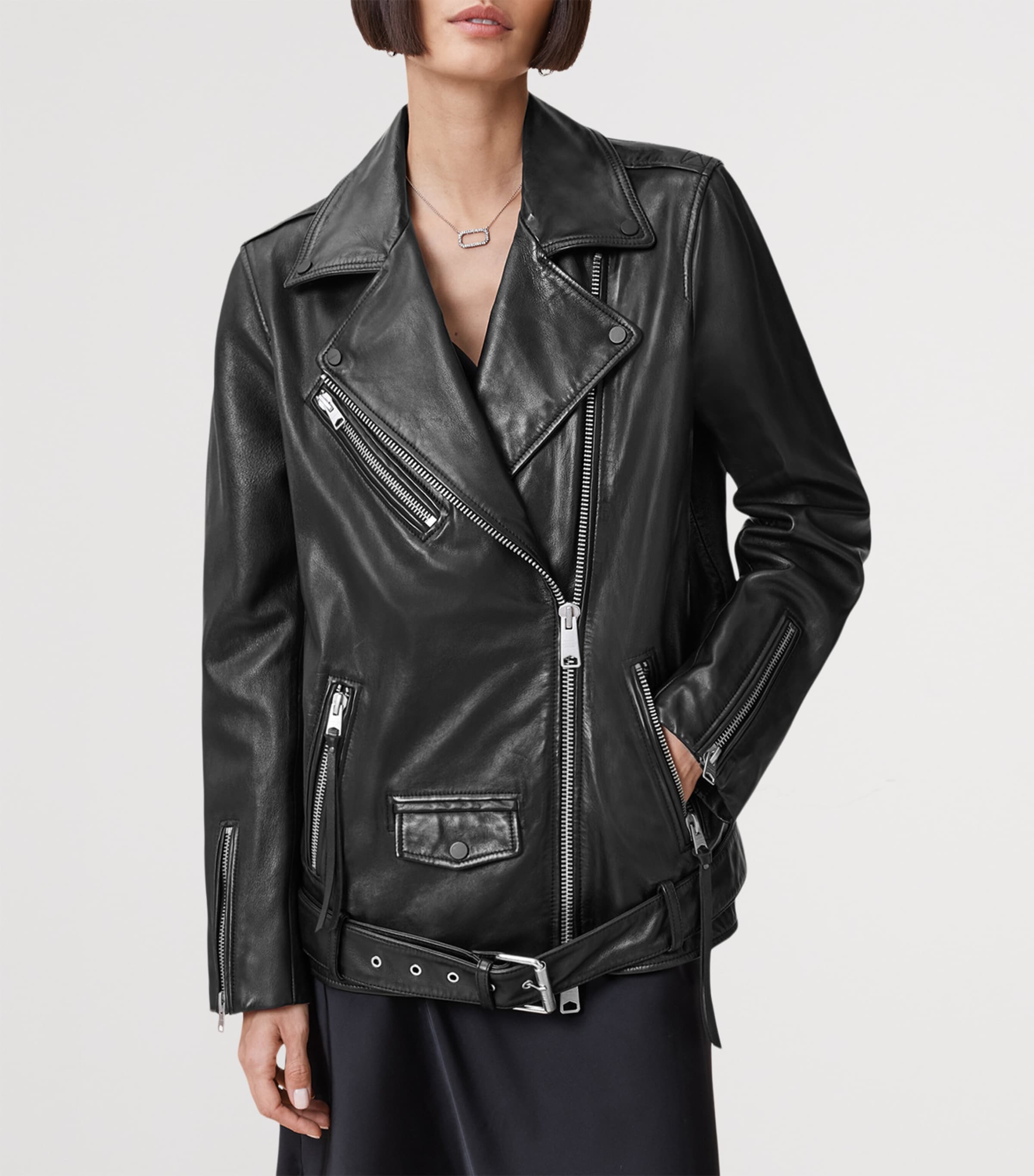 Leather Billie Biker Jacket BLACK Image 7