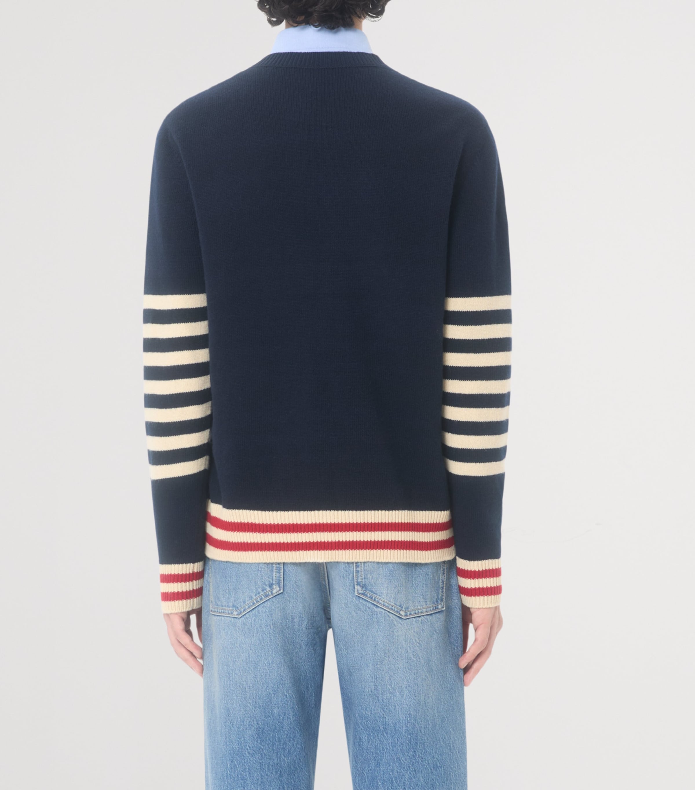 Wool Embroidered Stripe Sweater BLB Image 4