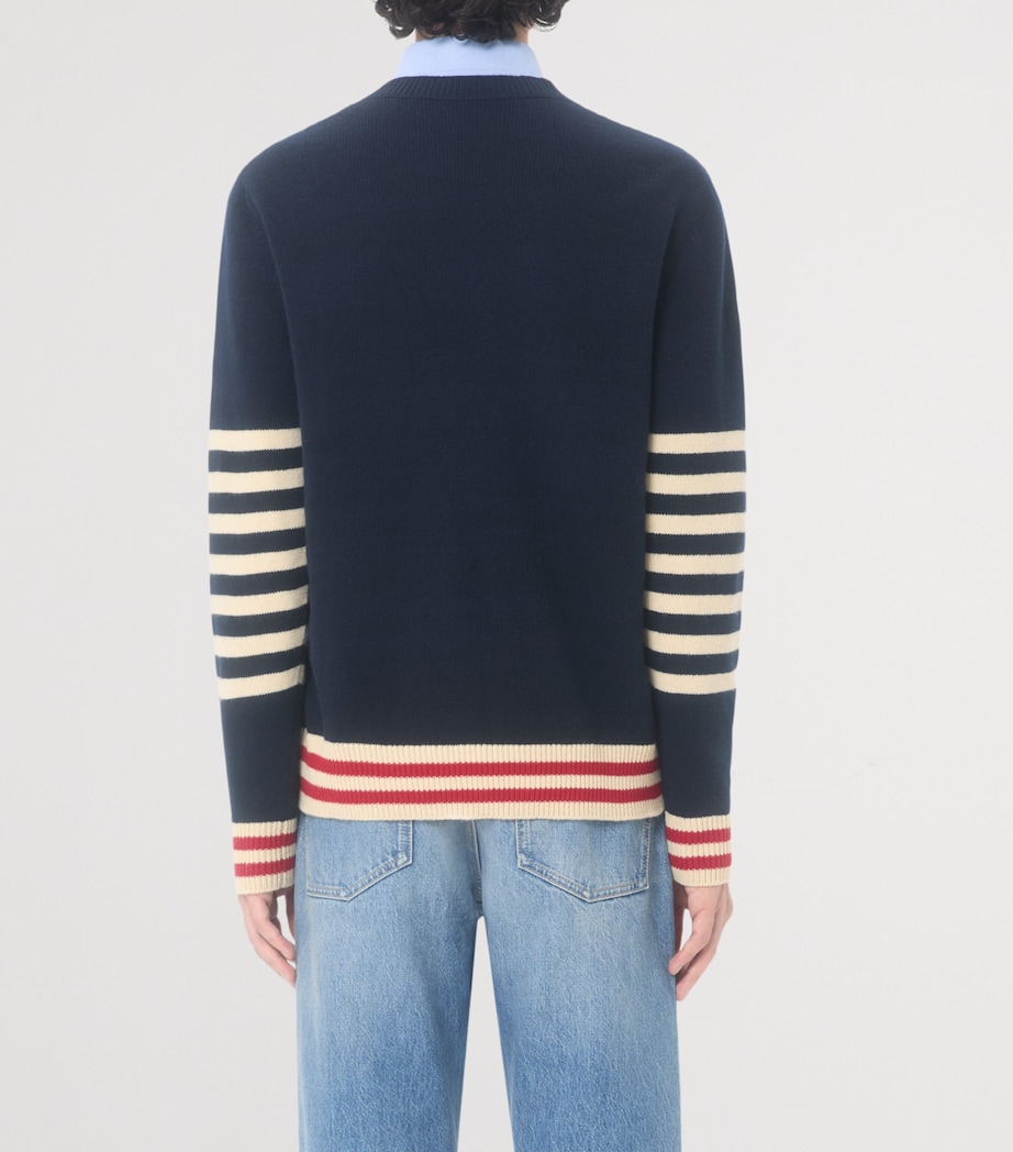 Wool Embroidered Stripe Sweater BLB Image 4