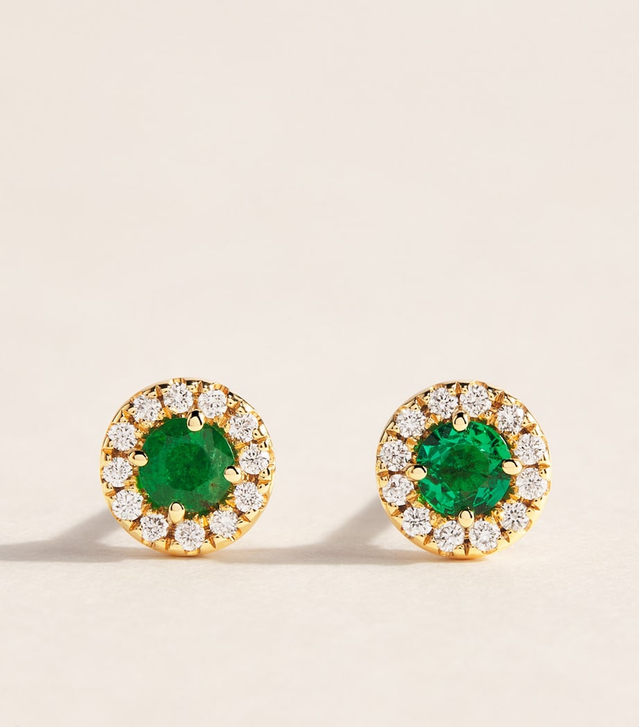 Suzanne Kalan Mini Yellow Gold, Diamond and Emerald Bold Stud Earrings Yg/emer Image 1