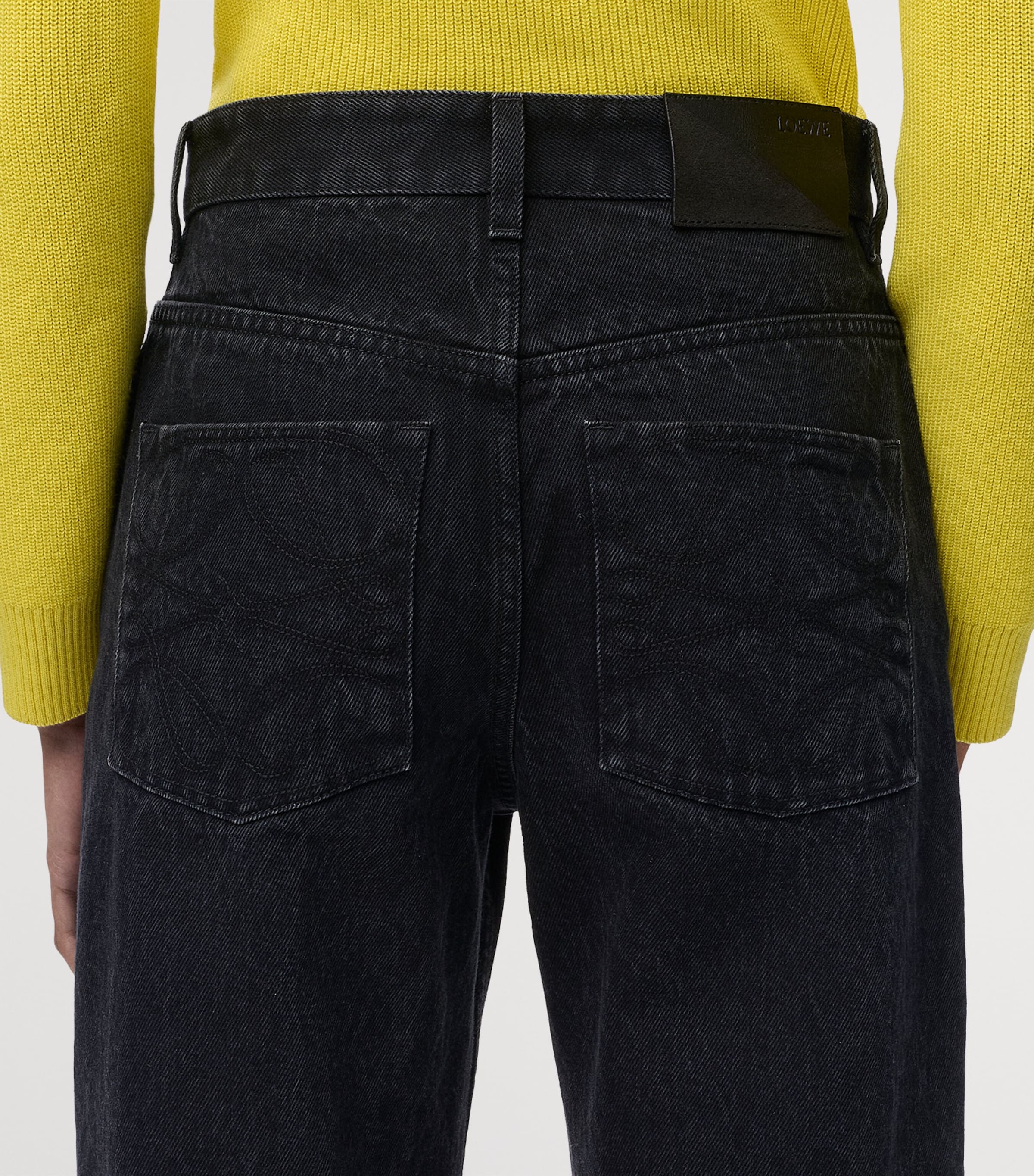 LOEWE Womens Embroidered-Anagram Straight Jeans Black Image 5