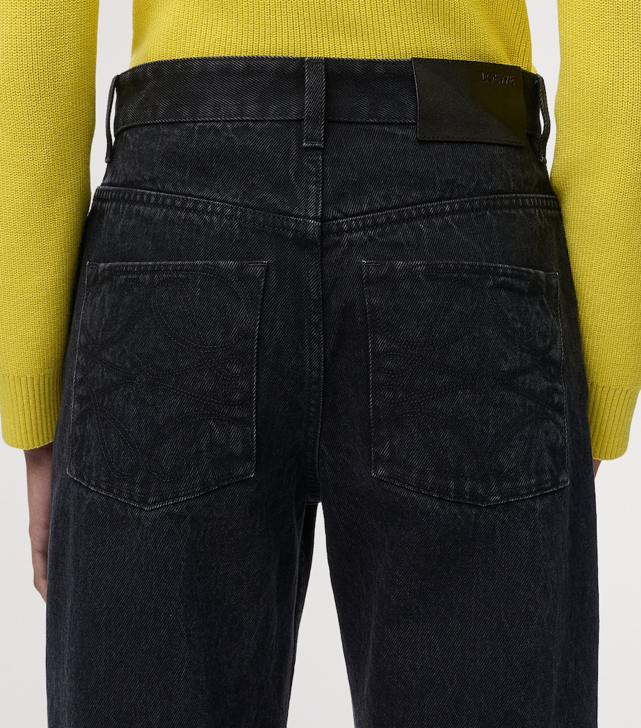 LOEWE Womens Embroidered-Anagram Straight Jeans Black Image 5