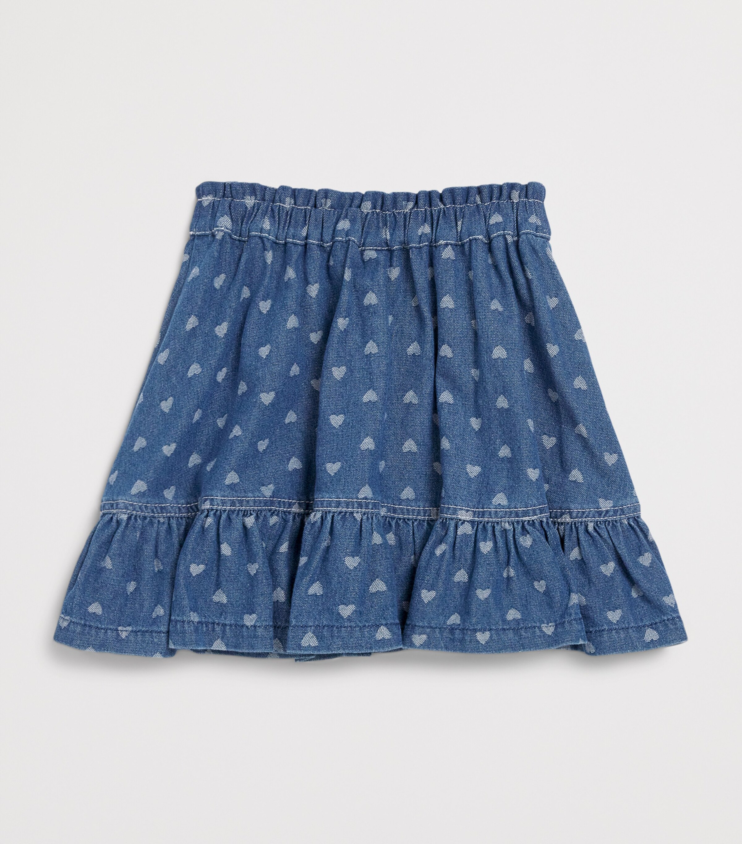 Zimmermann Kids Denim Heart Print Awaken Skirt (1-12 Years) Jacquard Blue Image 2