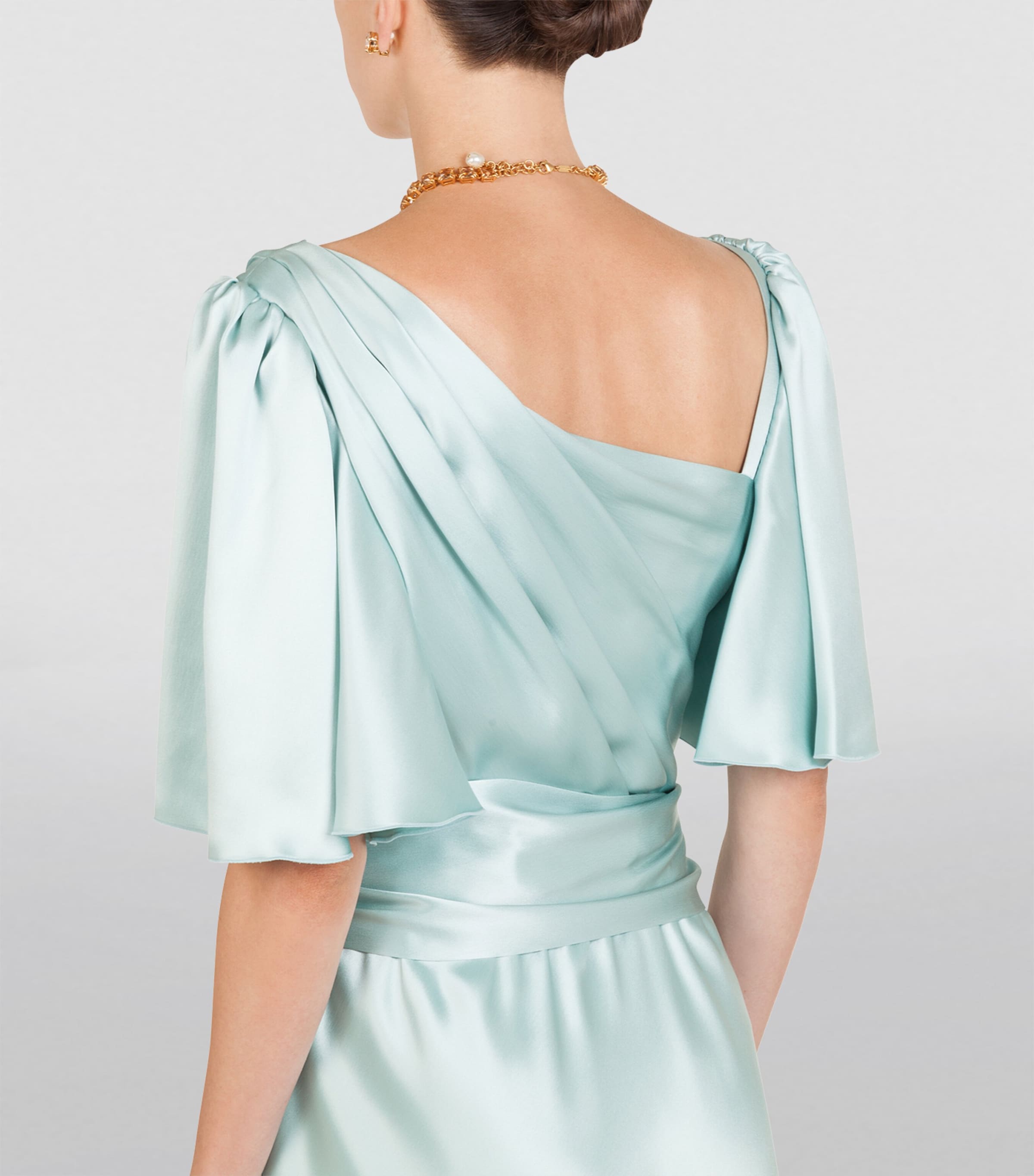 Silk Belted Dress B3933-DARK WATER LIG Image 5