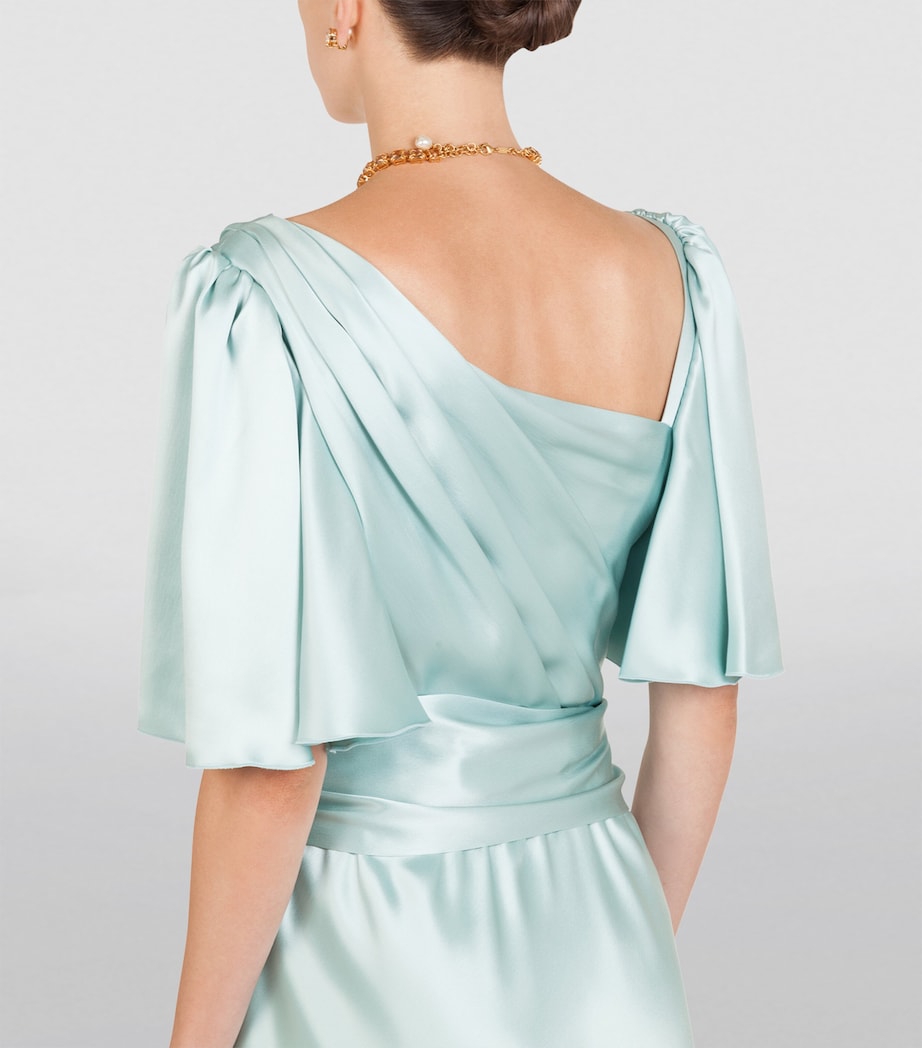 Silk Belted Dress B3933-DARK WATER LIG Image 5