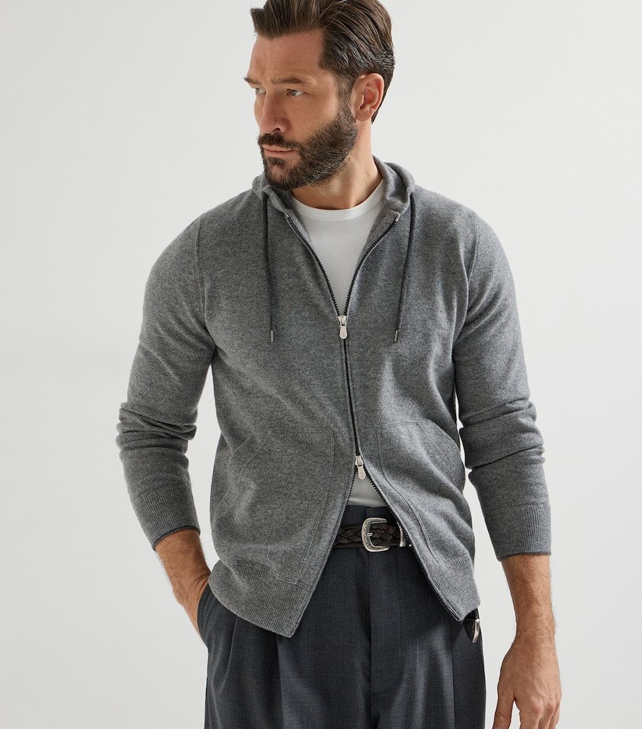 Brunello Cucinelli Mens Cashmere Zip-Up Hoodie Image 2