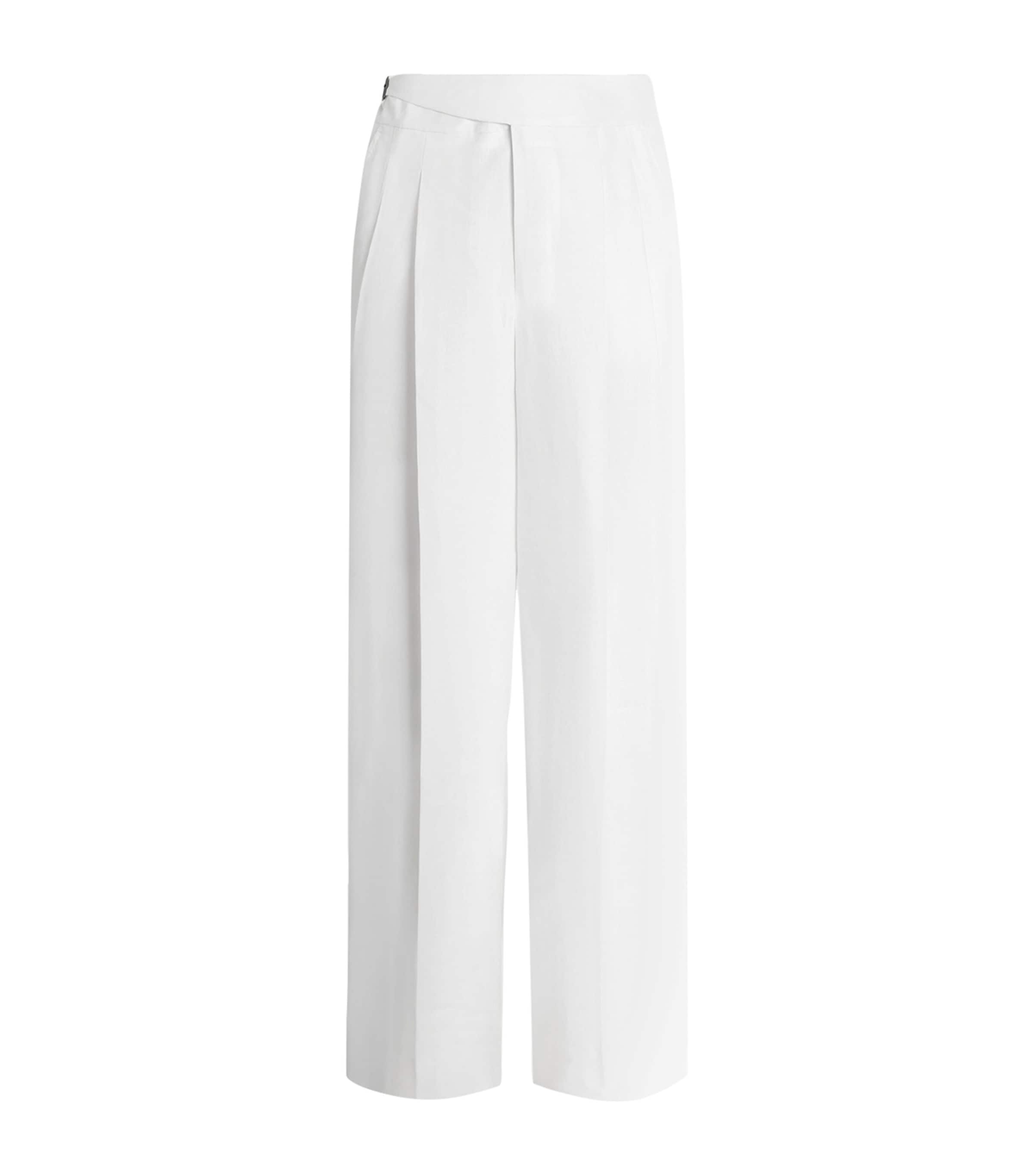 Dolce&Gabbana Mens Linen-Silk Wide-Leg Trousers Optical White Image 1