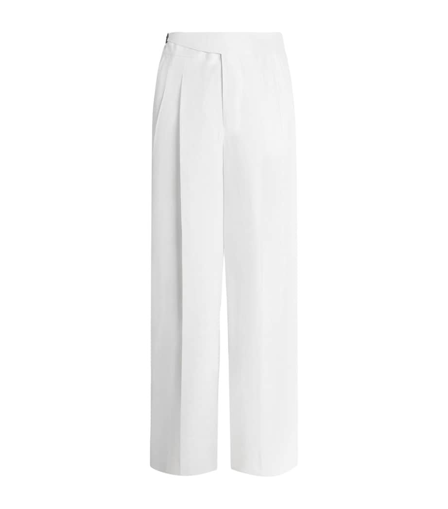 Dolce&Gabbana Mens Linen-Silk Wide-Leg Trousers Optical White Image 1