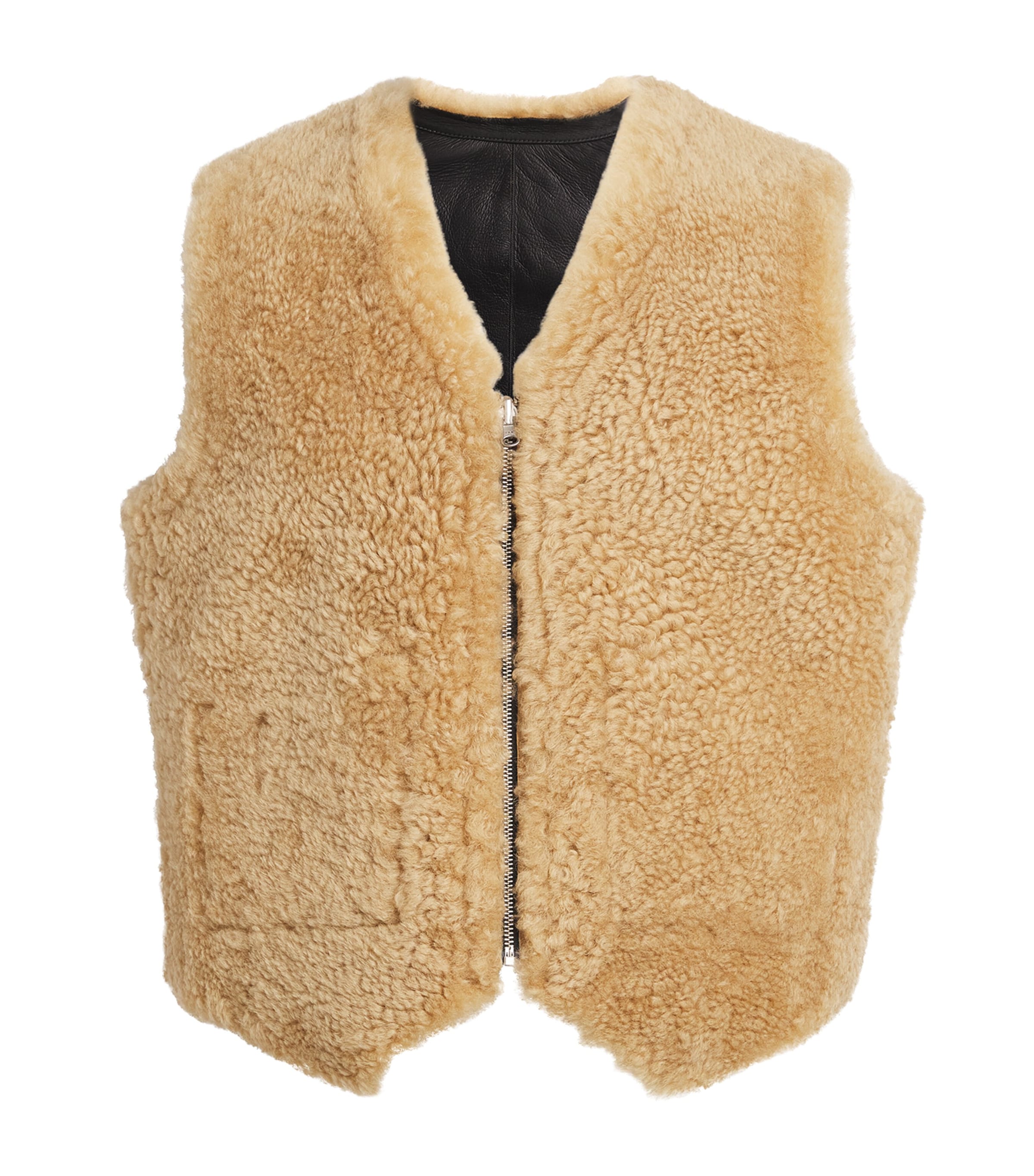 Sunflower Shearling-leather Reversible Gilet In Beige