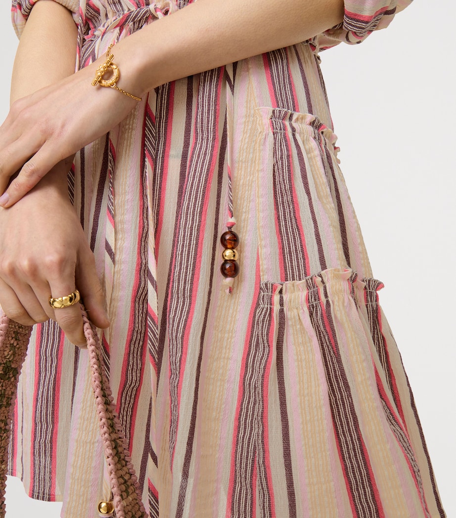 Burberry Womens Cotton Voile Striped Mini Dress Neapolitan Pink Strp Image 3