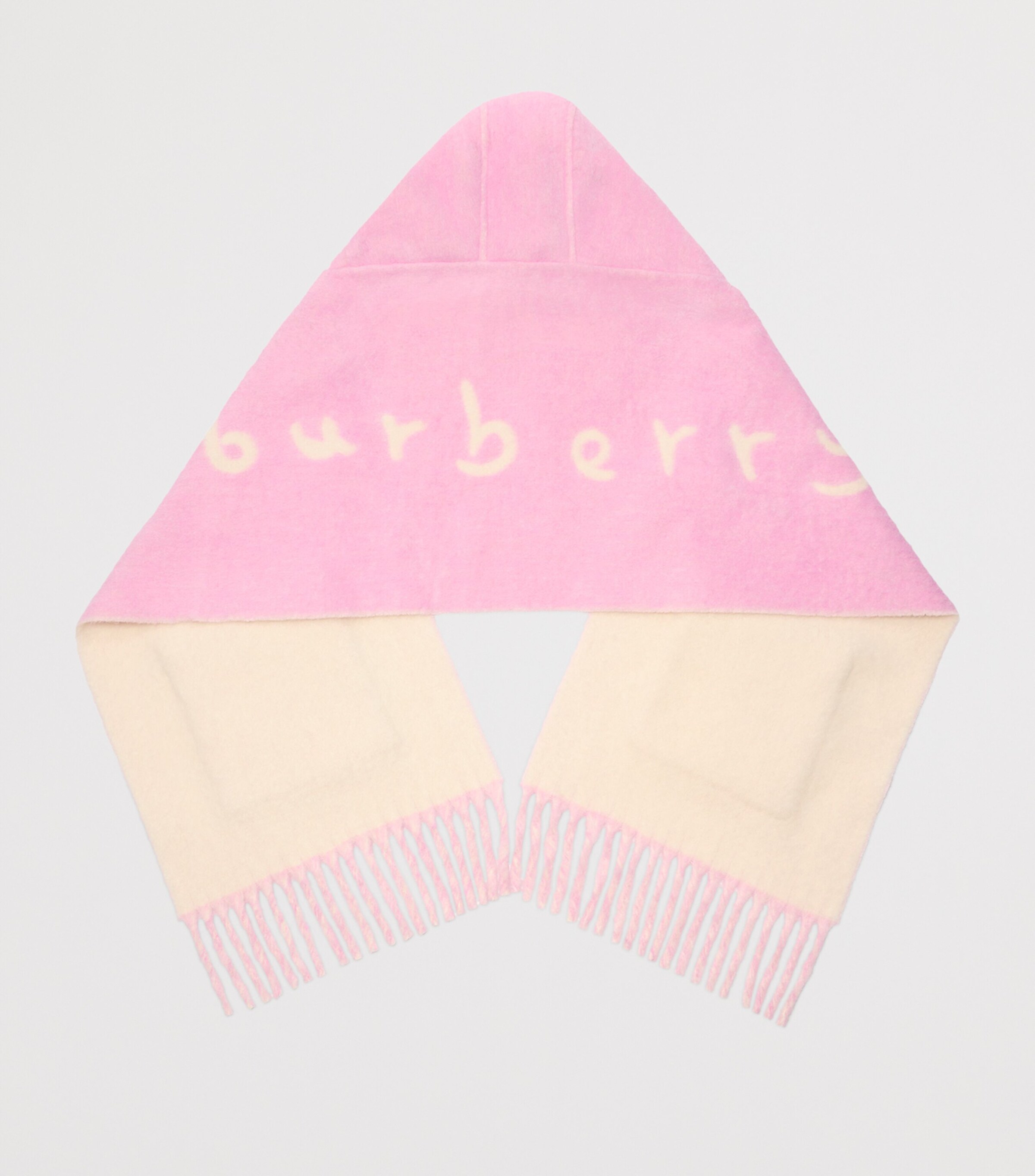 Burberry Wool-Blend Logo Hooded Scarf Sugar Pink Image 3
