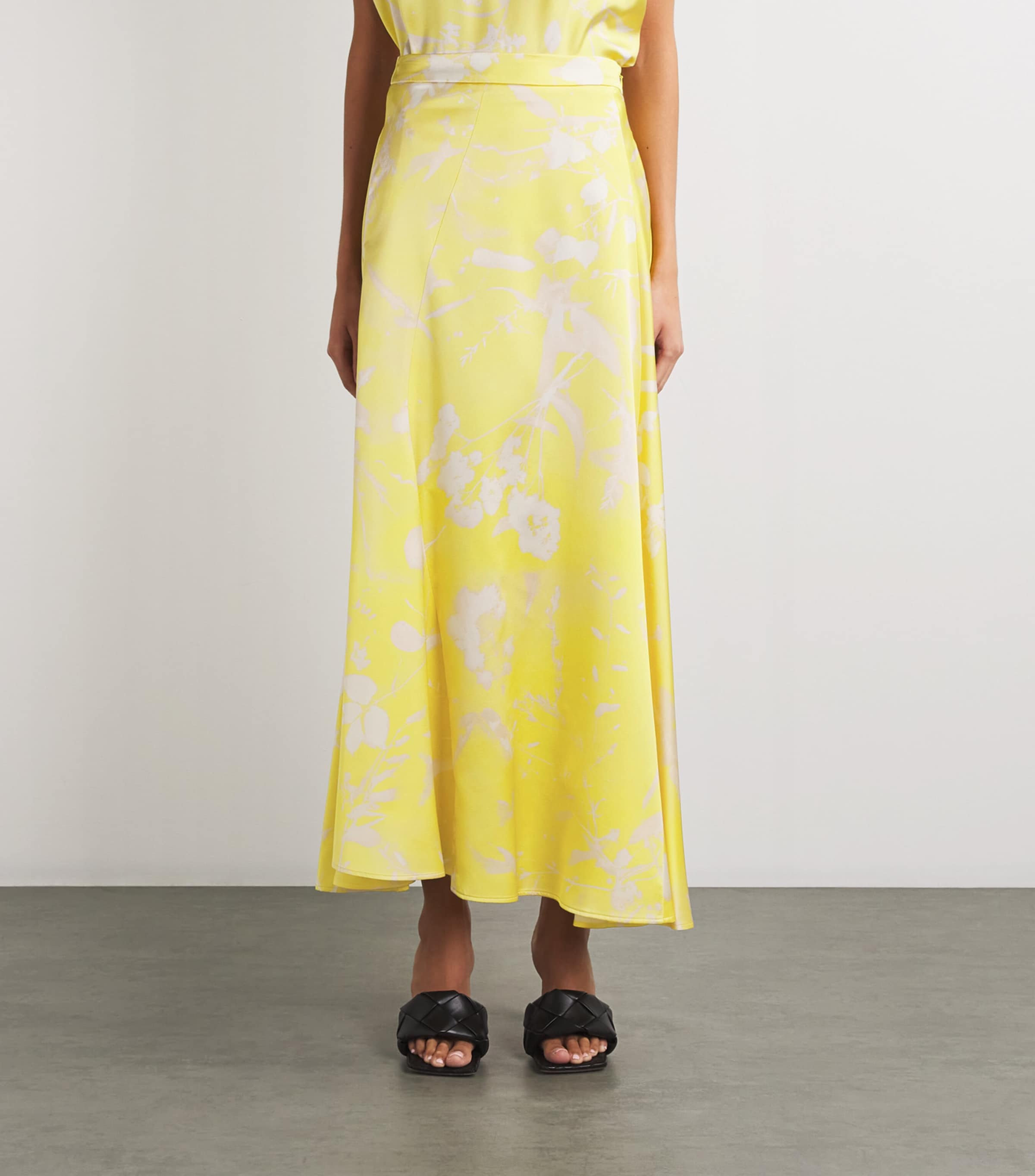 Fabiana Filippi Womens Silk Floral Midi Skirt Cedro Image 3