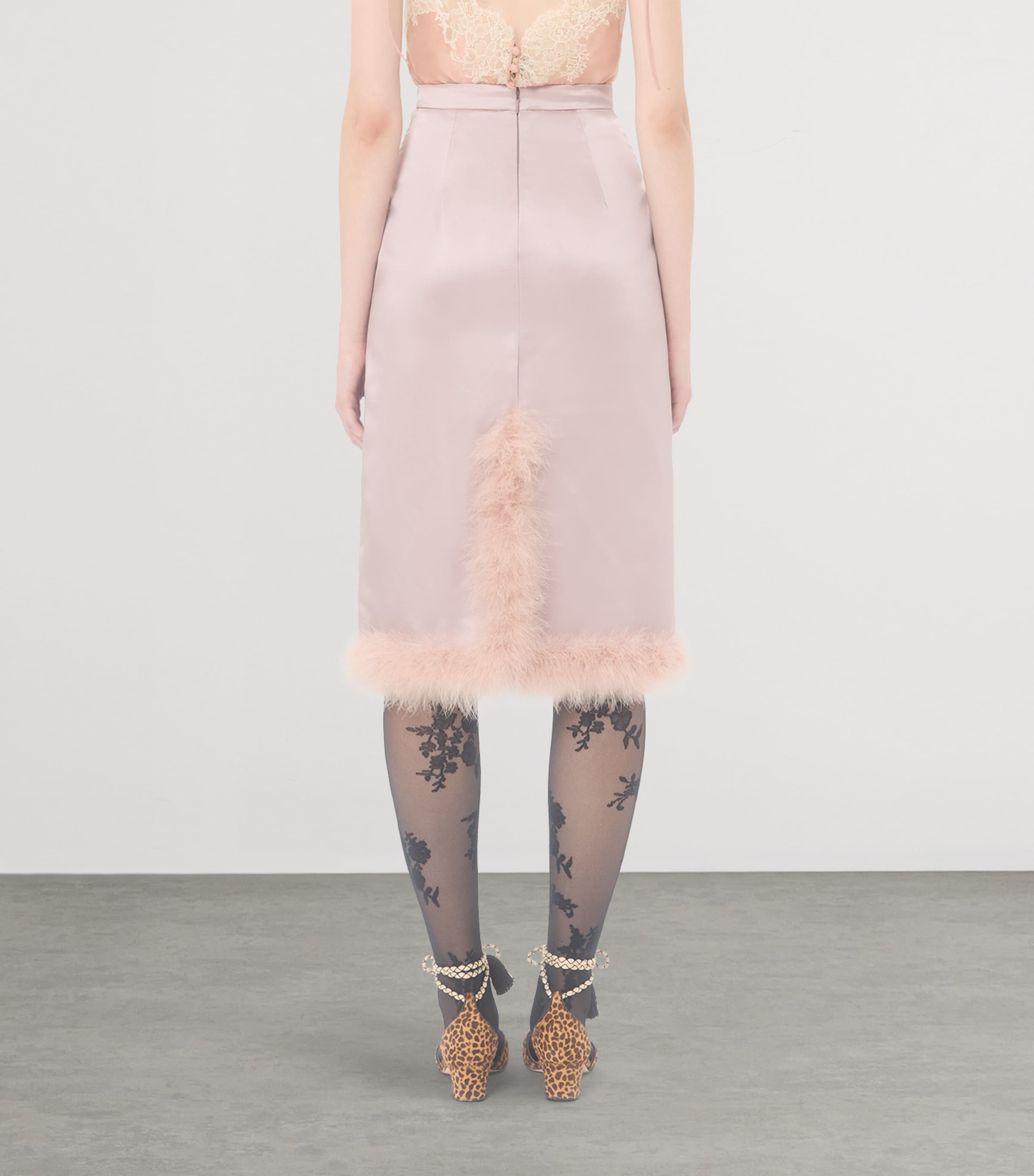 Satin Feather-Trim Skirt MM5 Image 4