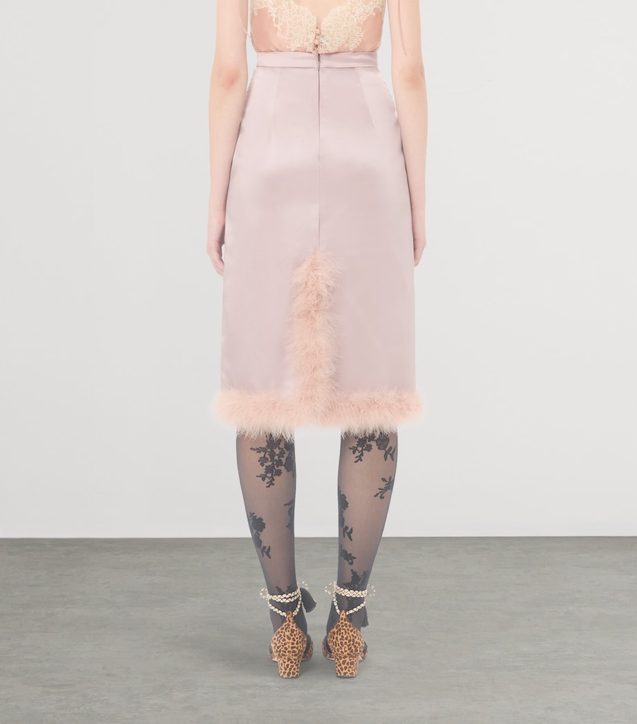 Satin Feather-Trim Skirt MM5 Image 4