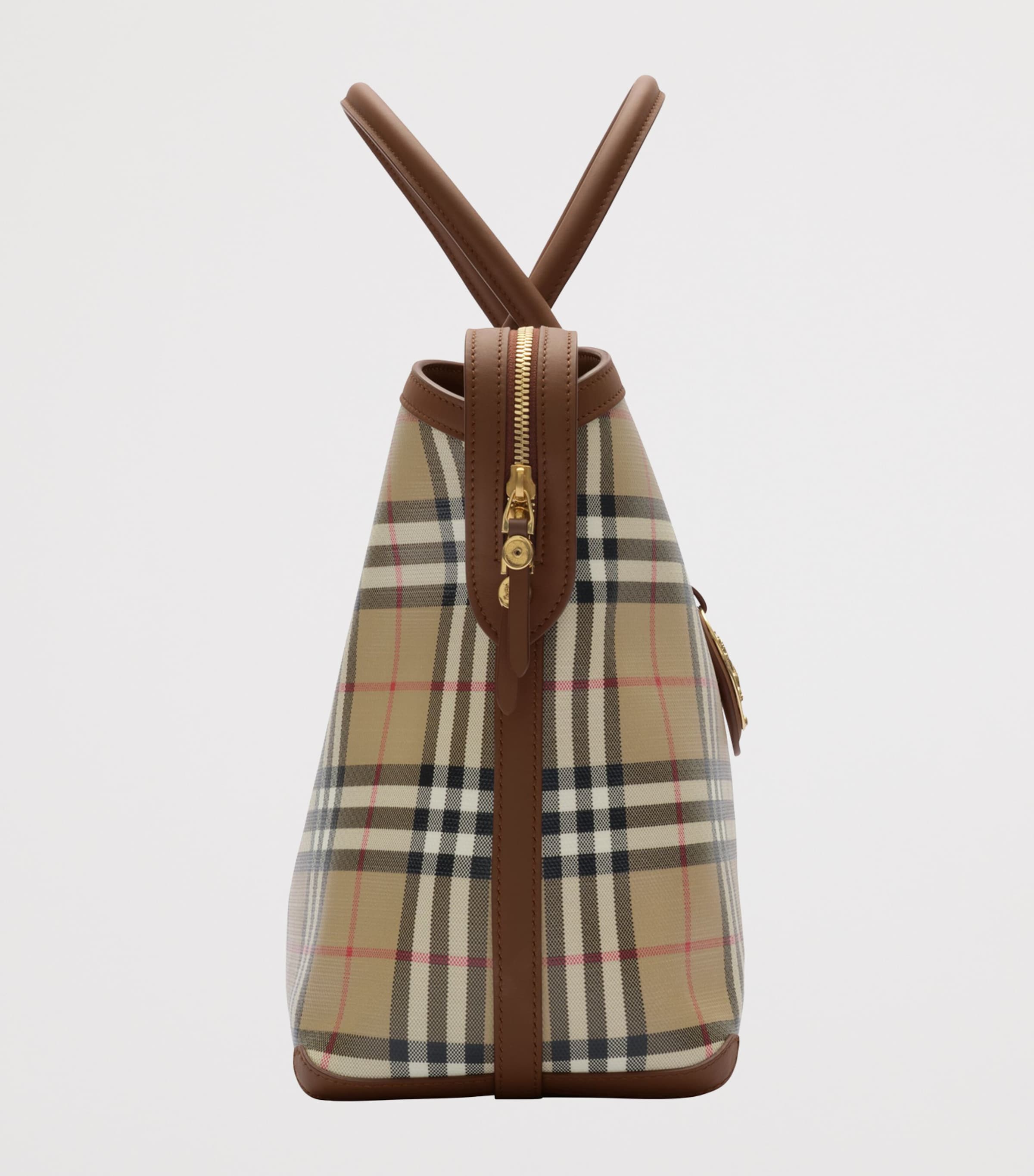 Burberry Womens Medium Check Zipped Tote Bag Archive Beige Image 4